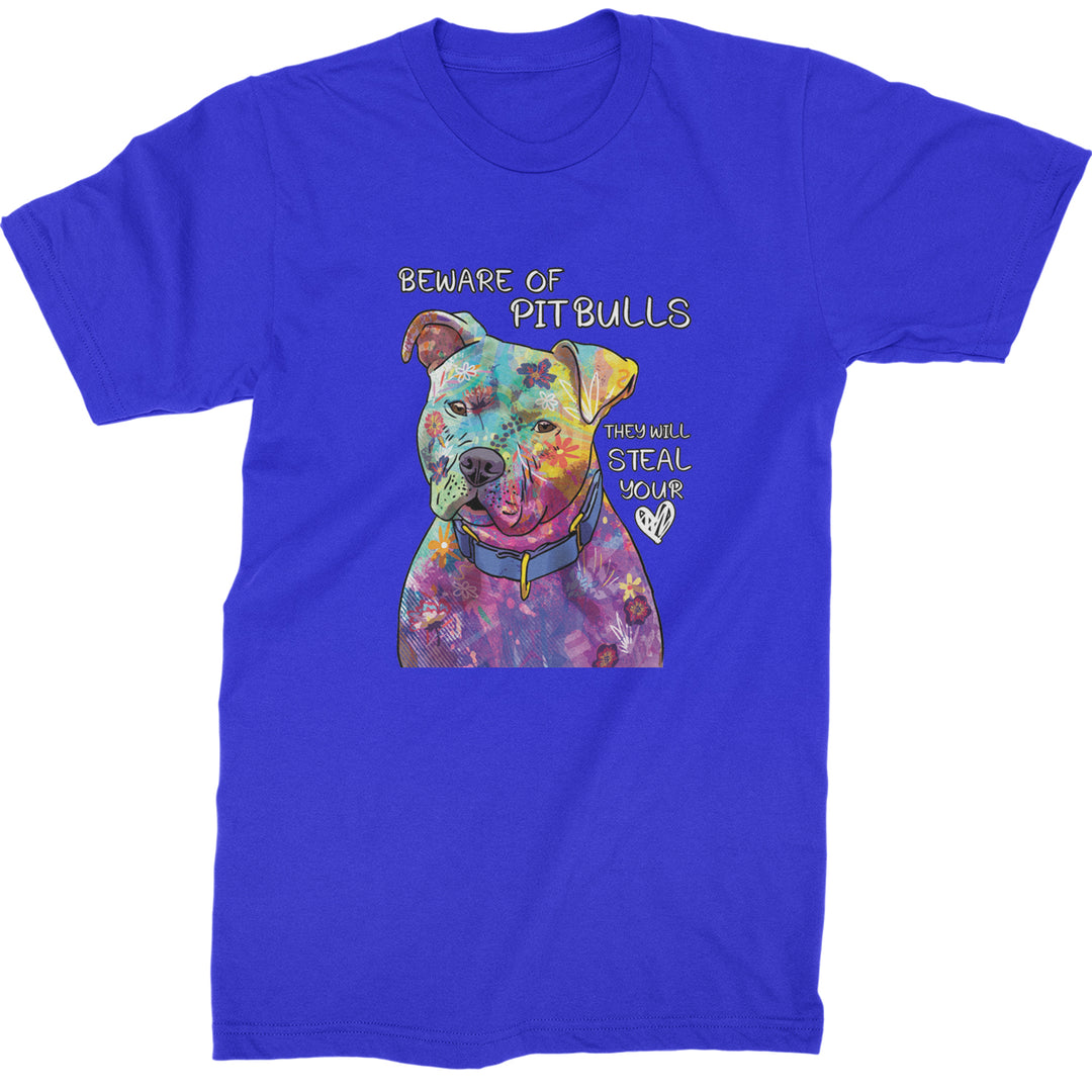 Beware Of Pit Bulls, They Will Steal Your Heart  Mens T-shirt Royal Blue