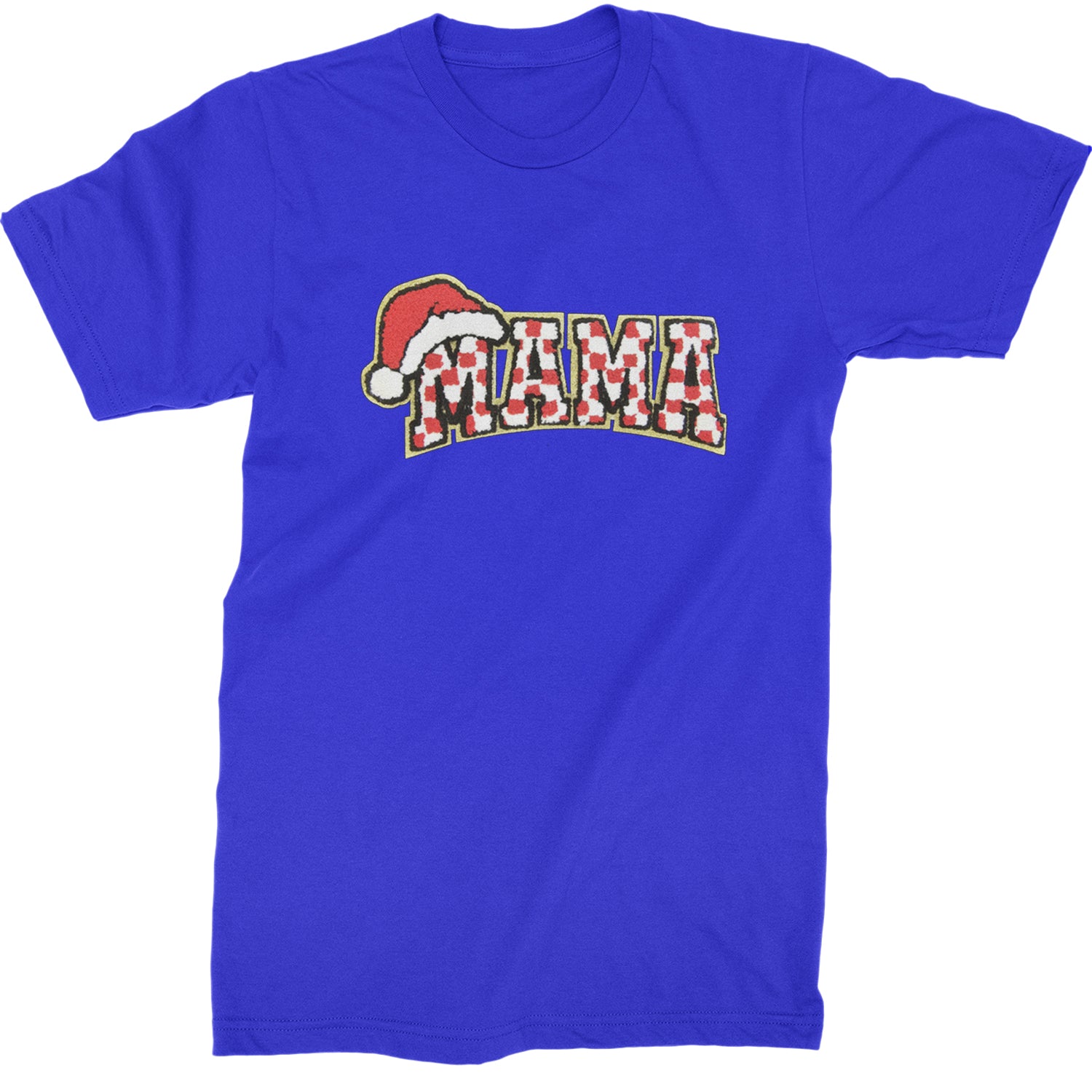 Mama Santa Hat Chenille Patch  Mens T-shirt Royal Blue