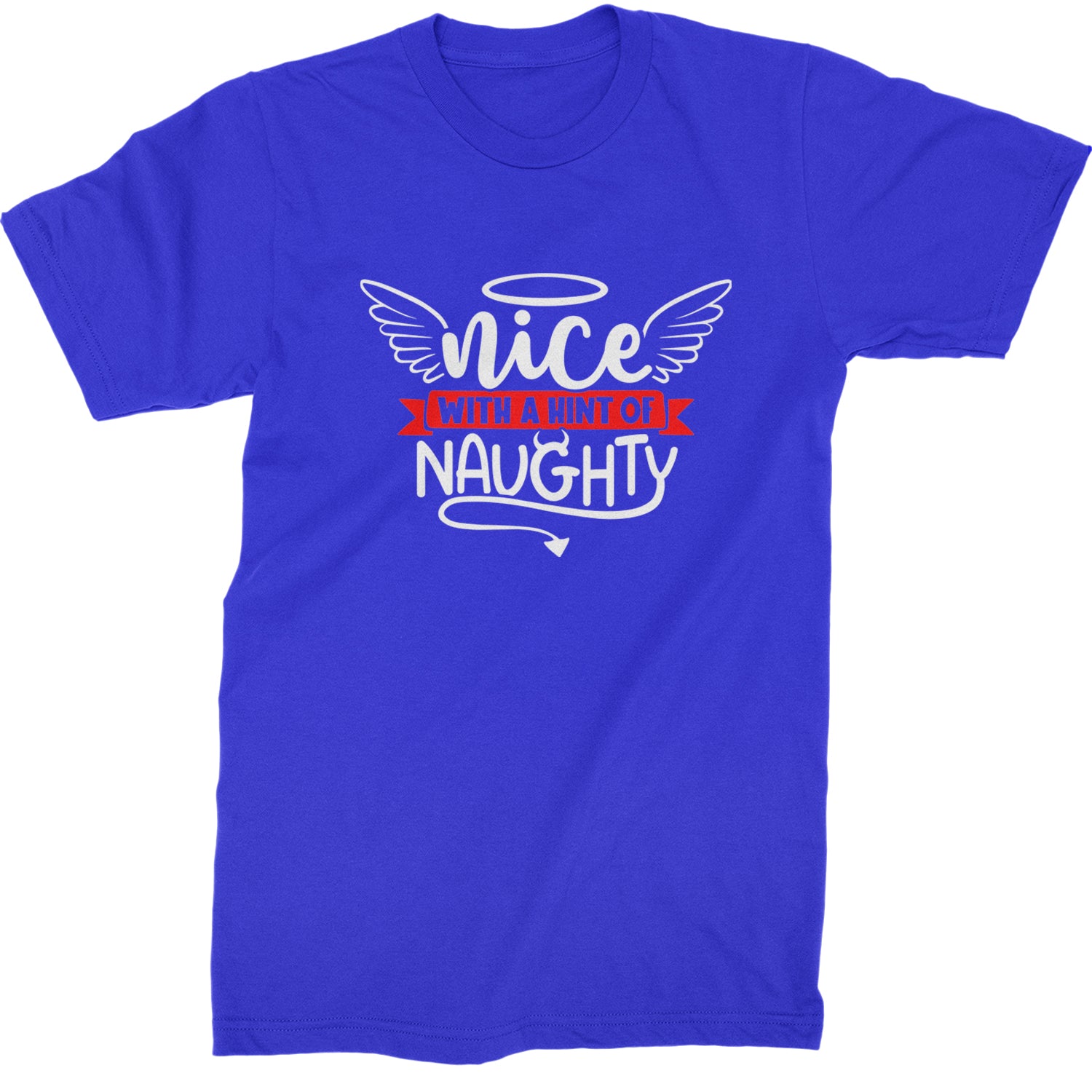 Nice with a Hint of Naughty Christmas Mens T-shirt Royal Blue