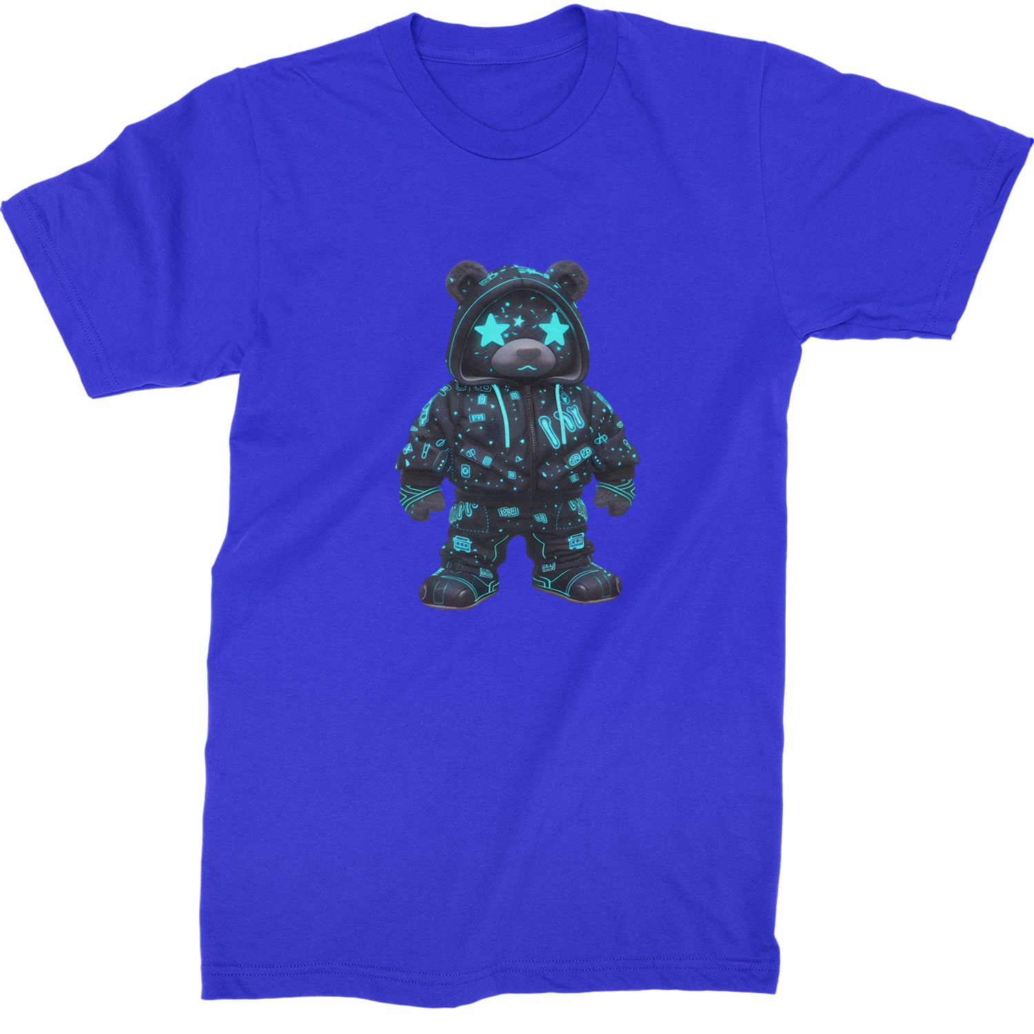 Starry Eyed Vaporwave Urban Graffiti Bear  Mens T-shirt Royal Blue