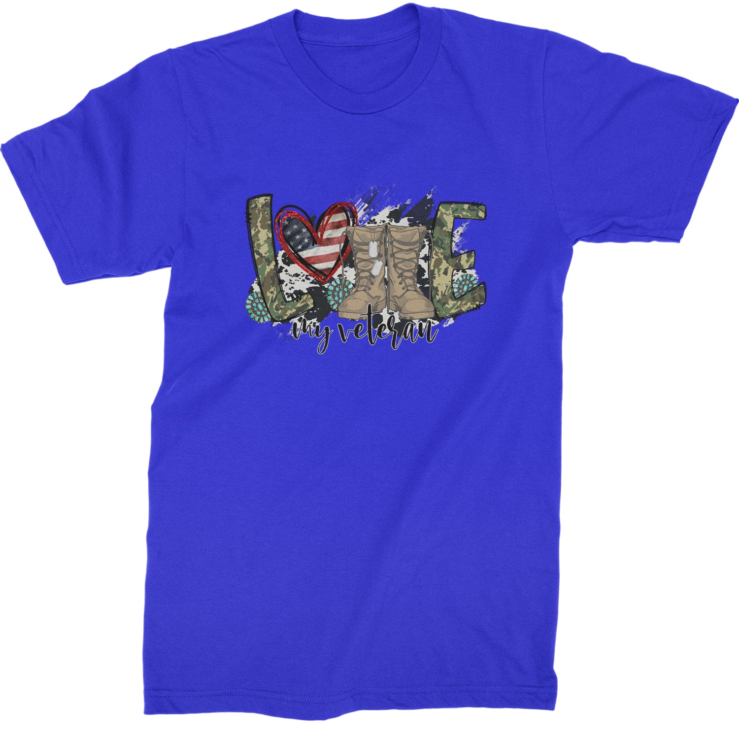 Love My Veteran Honor Veterans Day  Mens T-shirt Royal Blue