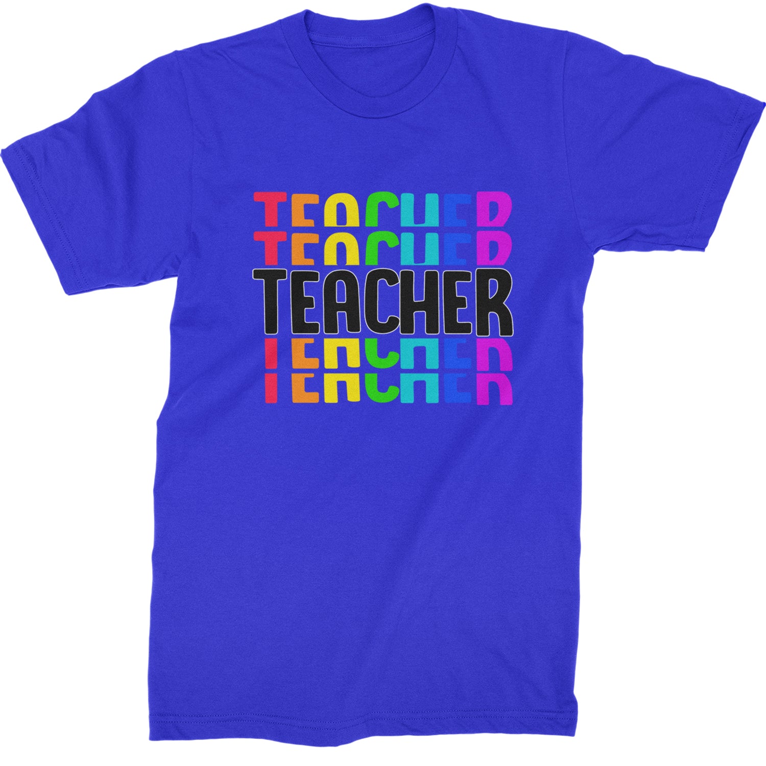 Teacher Repeated Rainbow Pattern  Mens T-shirt Royal Blue