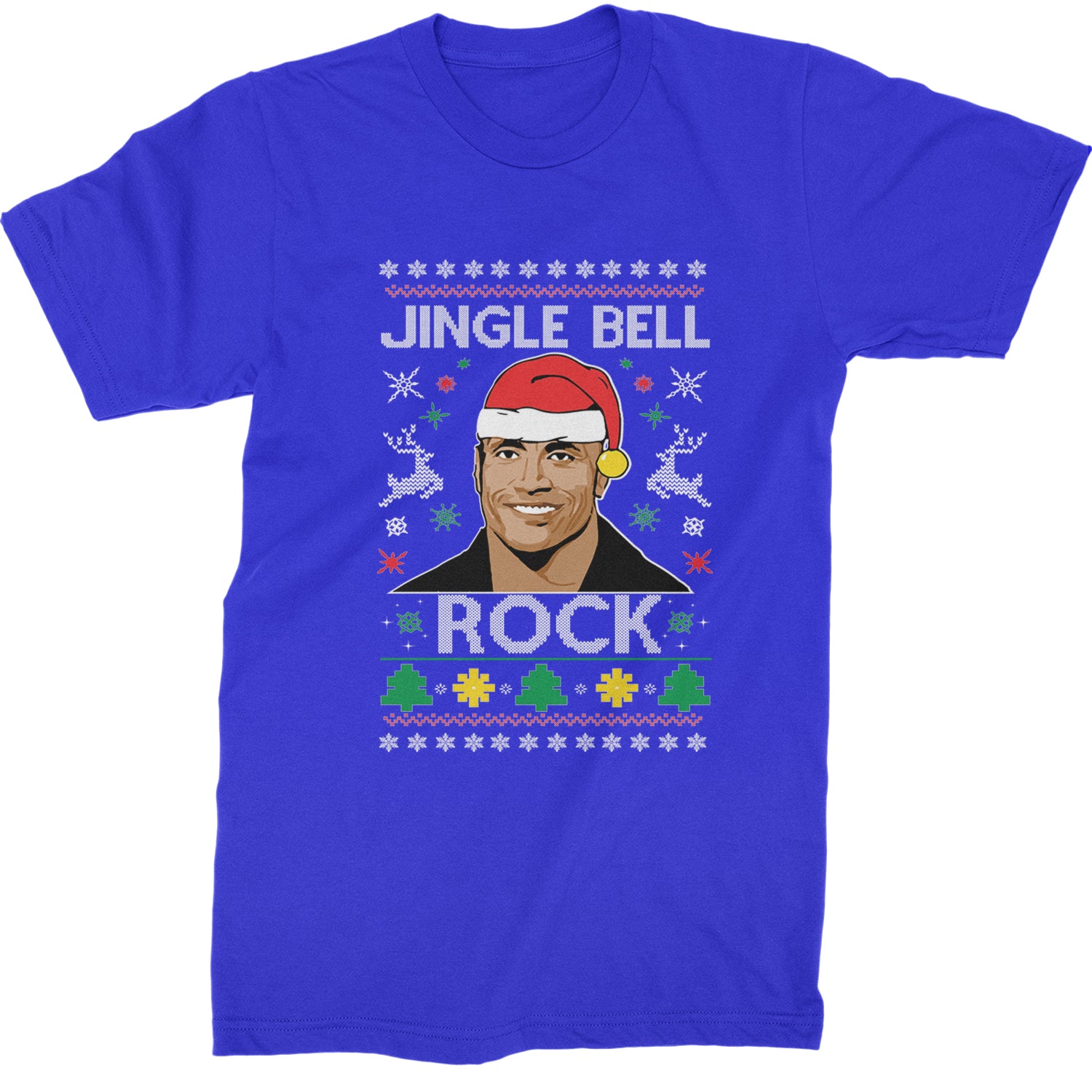 Jingle Bell Rock Ugly Christmas Mens T-shirt Royal Blue