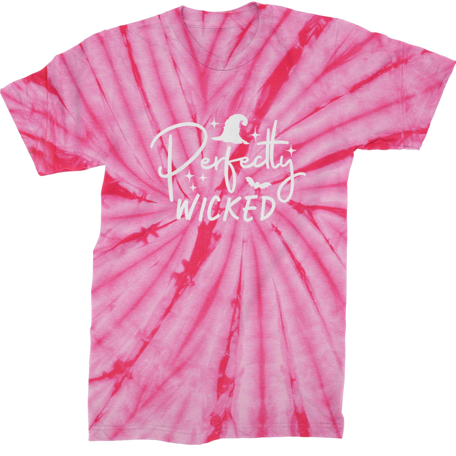 Perfectly Wicked Witchy Halloween Mens T-shirt Tie-Dye Spider Pink