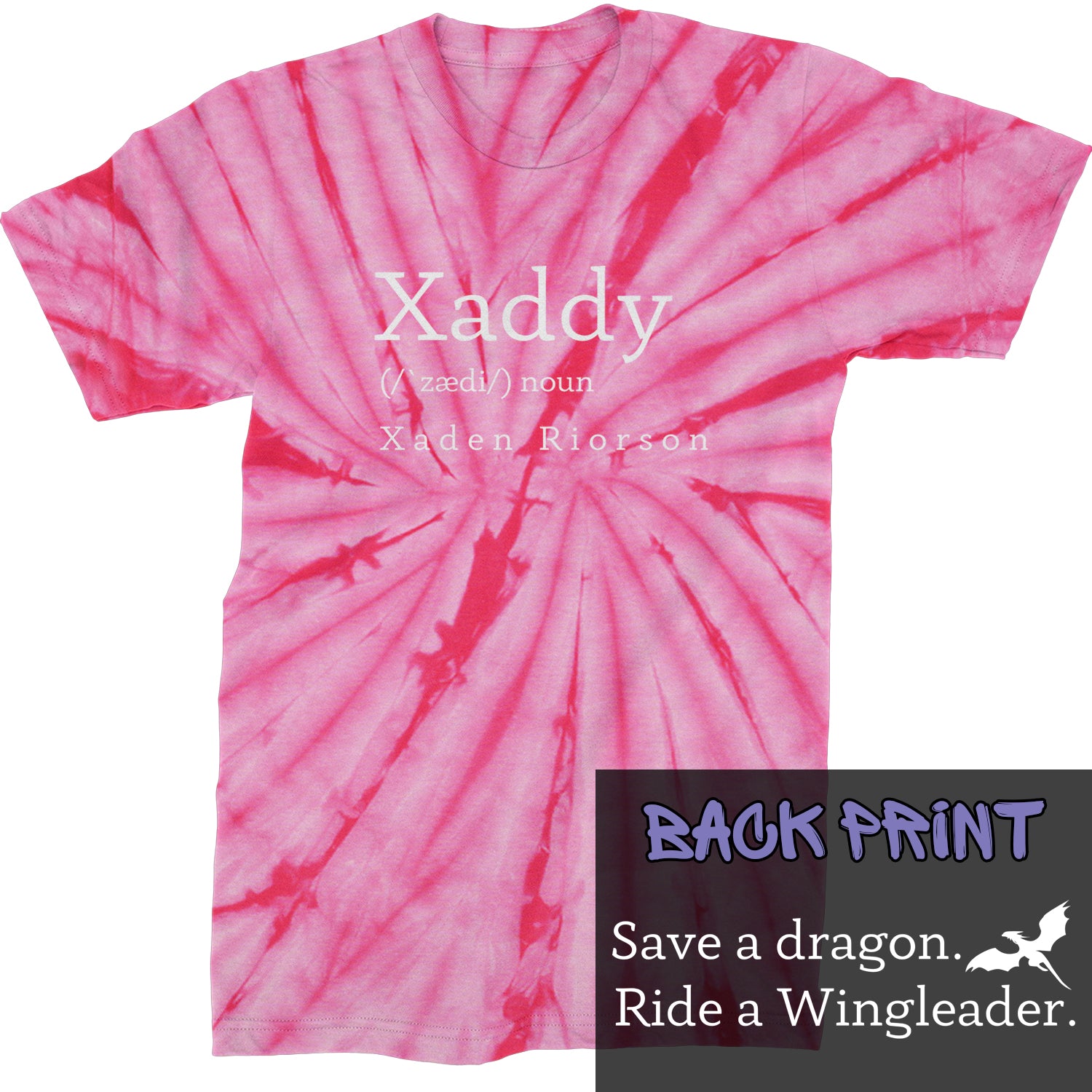 Xaddy Save A Dragon Ride A Wingleader Mens T-shirt Tie-Dye Spider Pink