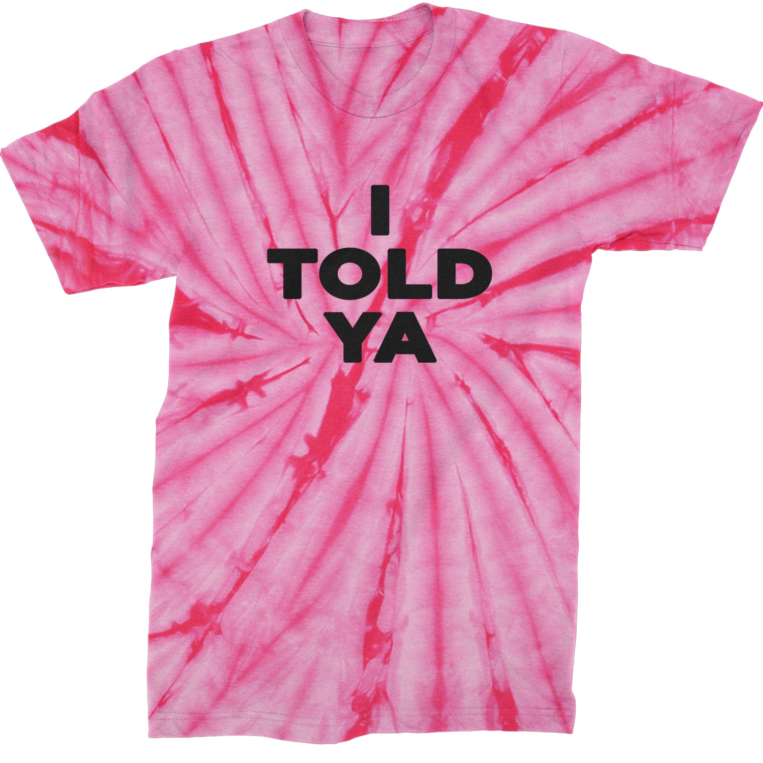 I Told Ya Challenger Black Print Mens T-shirt Tie-Dye Spider Pink