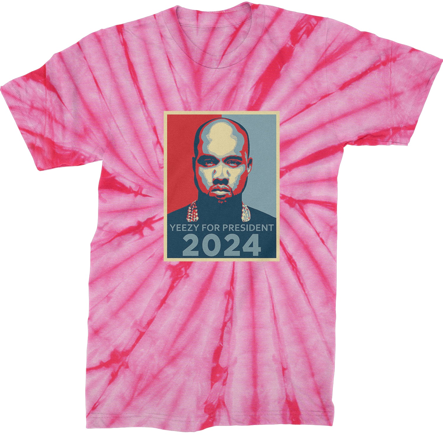 Yeezus For President Vote for Ye Mens T-shirt Tie-Dye Spider Pink