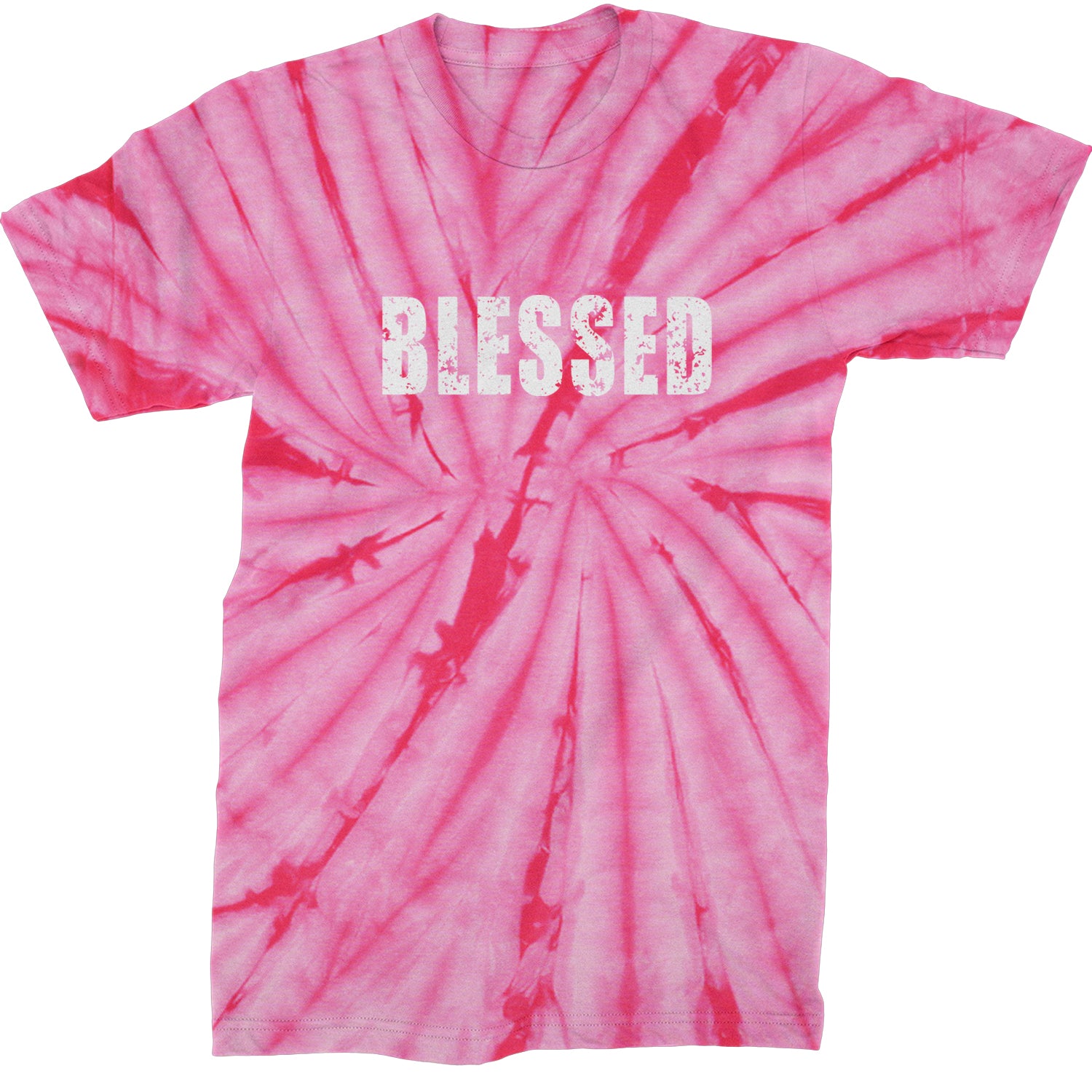 Blessed Religious Grateful Thankful Mens T-shirt Tie-Dye Spider Pink