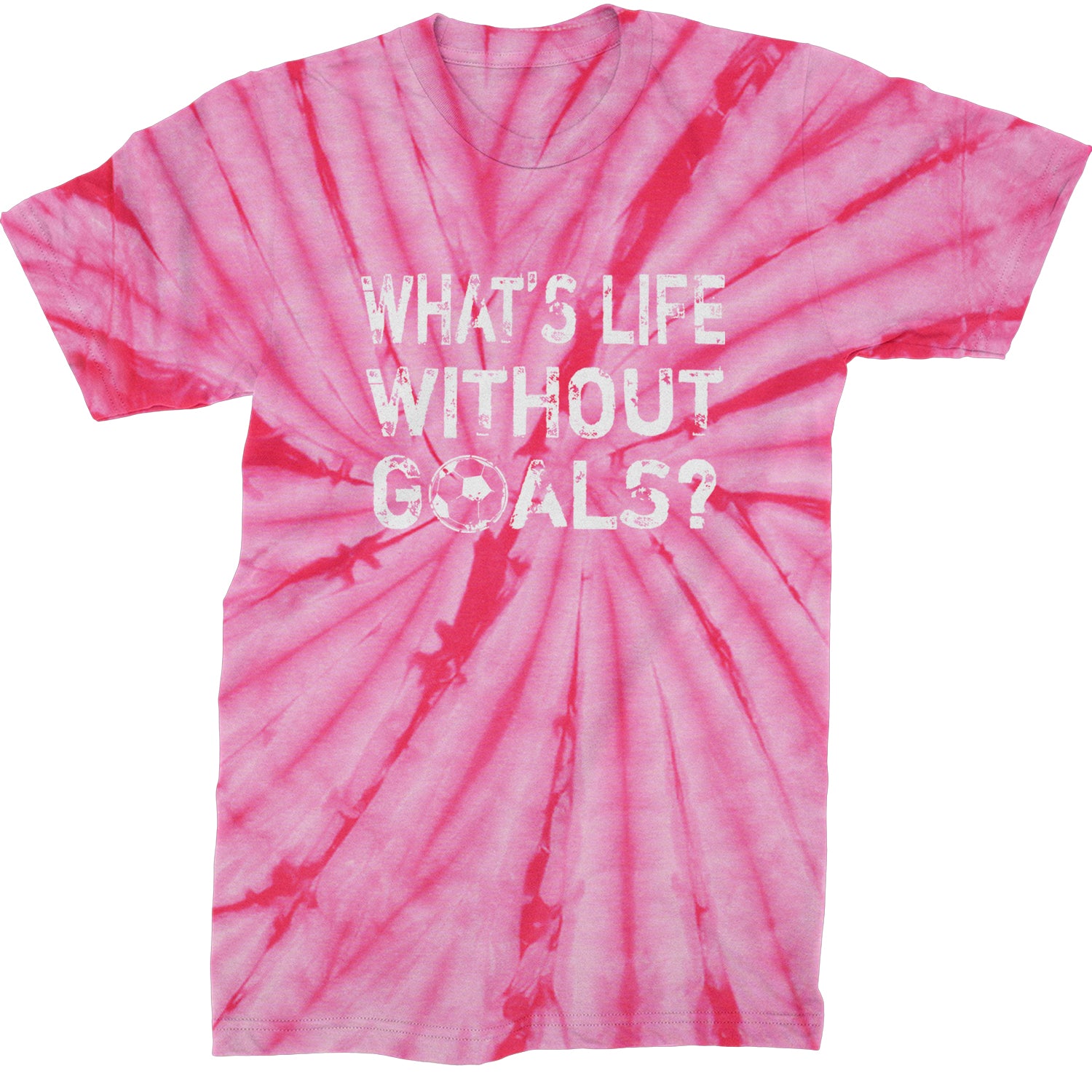 What's Life Without Goals Soccer Futbol Mens T-shirt Tie-Dye Spider Pink