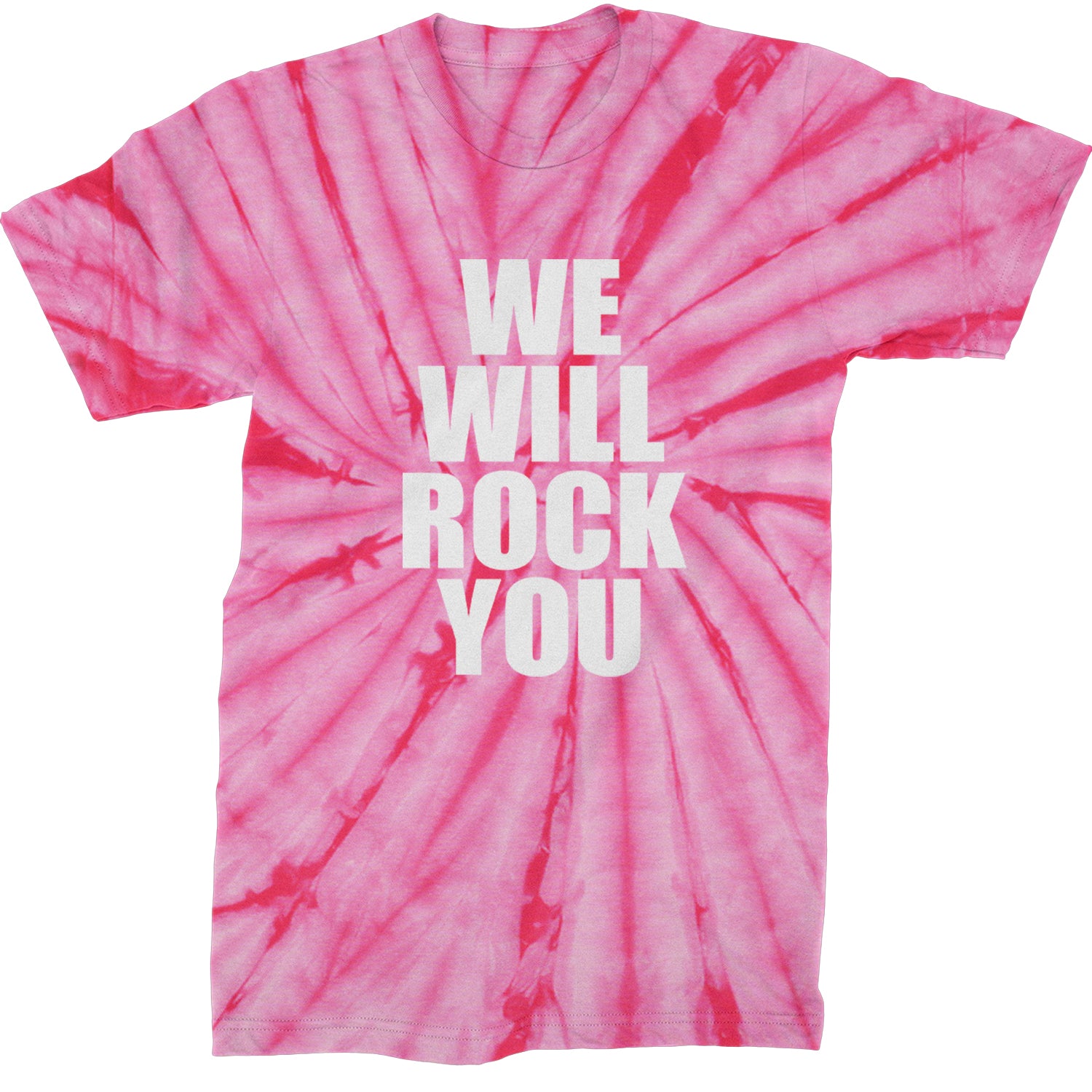 We Will Rock You Mens T-shirt Tie-Dye Spider Pink