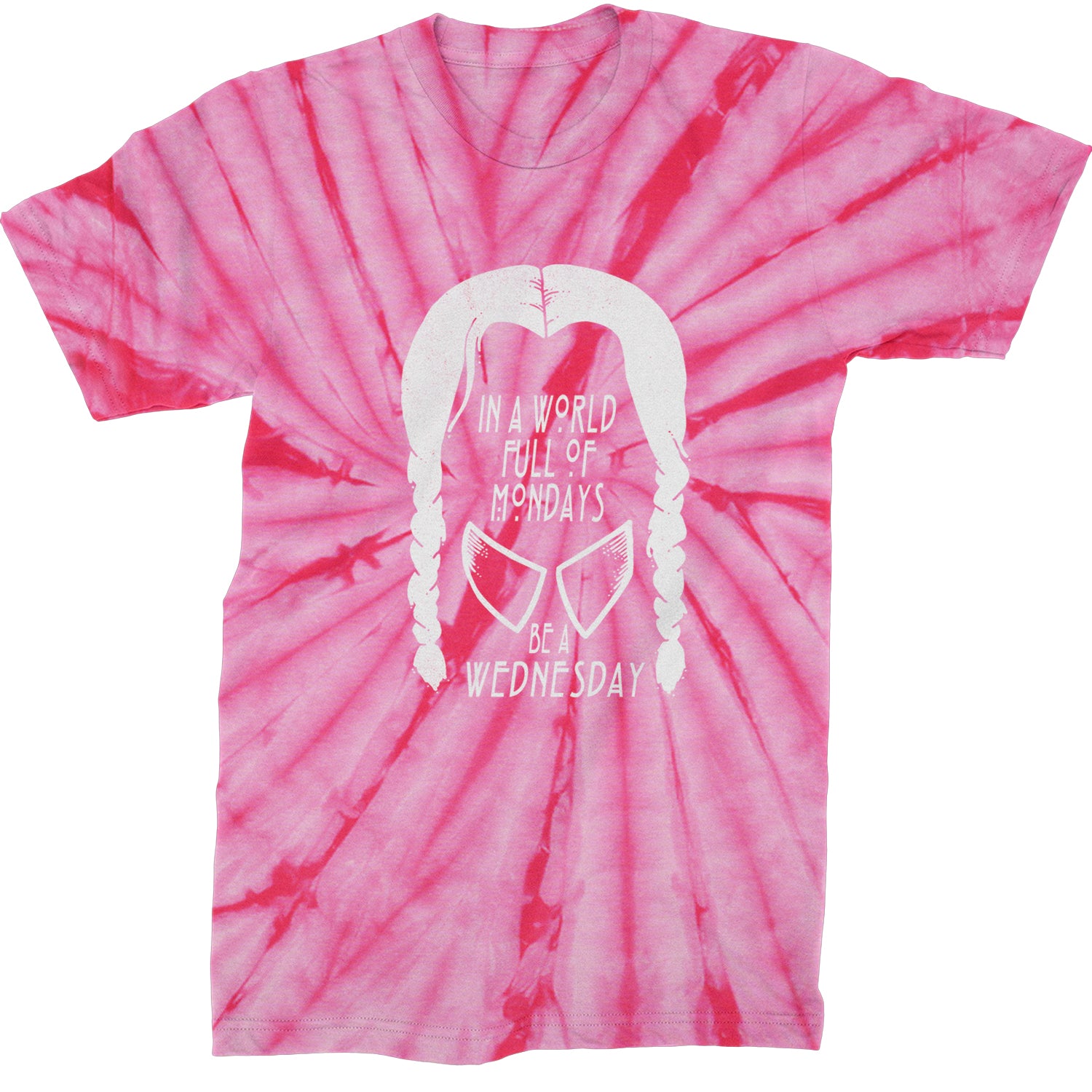 In  A World Full Of Mondays, Be A Wednesday Mens T-shirt Tie-Dye Spider Pink