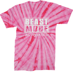 Activated Beast Mode Workout Gym Clothing Mens T-shirt Tie-Dye Spider Pink