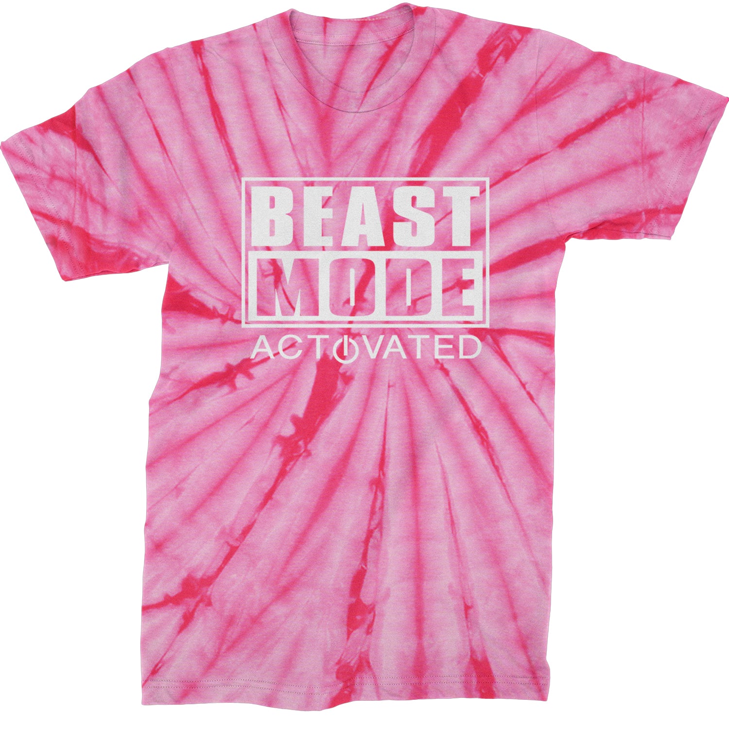 Activated Beast Mode Workout Gym Clothing Mens T-shirt Tie-Dye Spider Pink