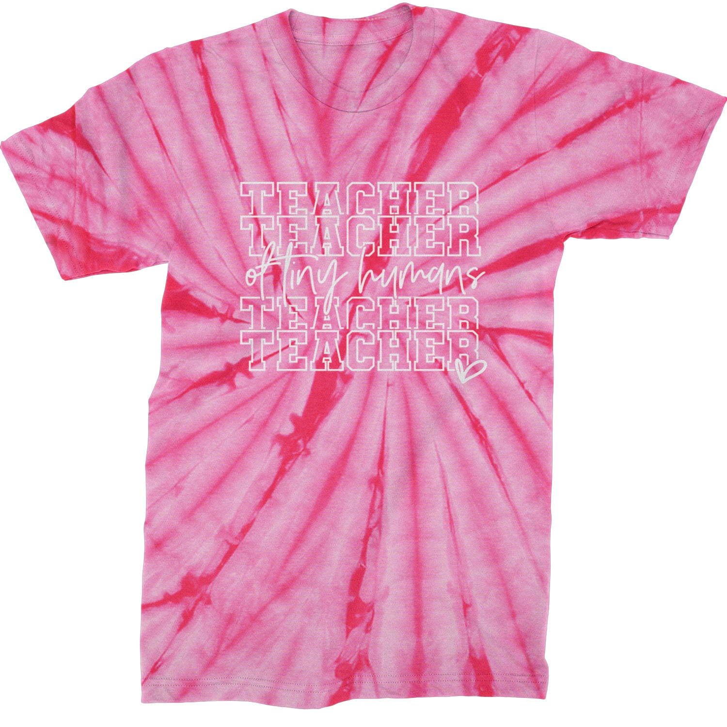 Teacher Of Tiny Humans Mens T-shirt Tie-Dye Spider Pink