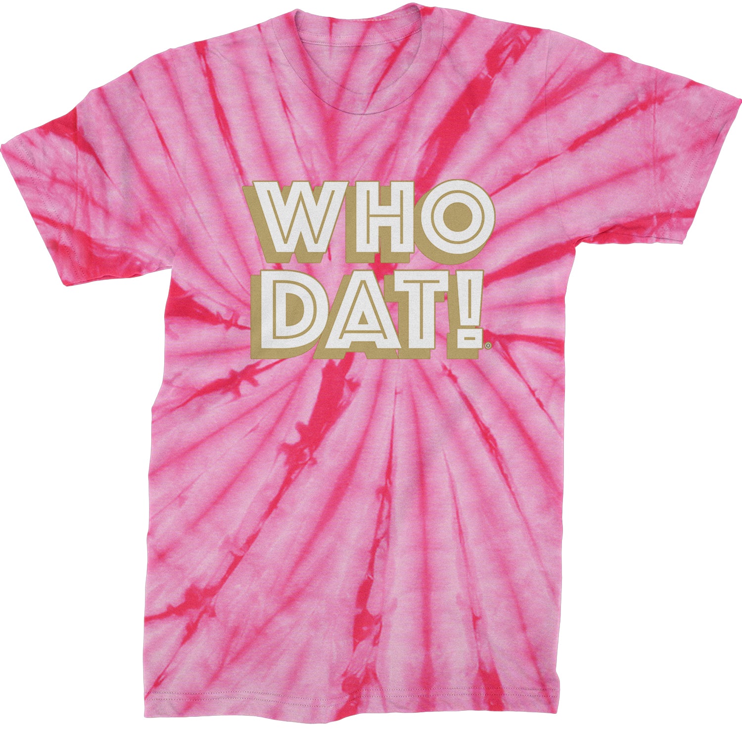 Who Dat Nation Big Bold New Orleans Mens T-shirt Tie-Dye Spider Pink