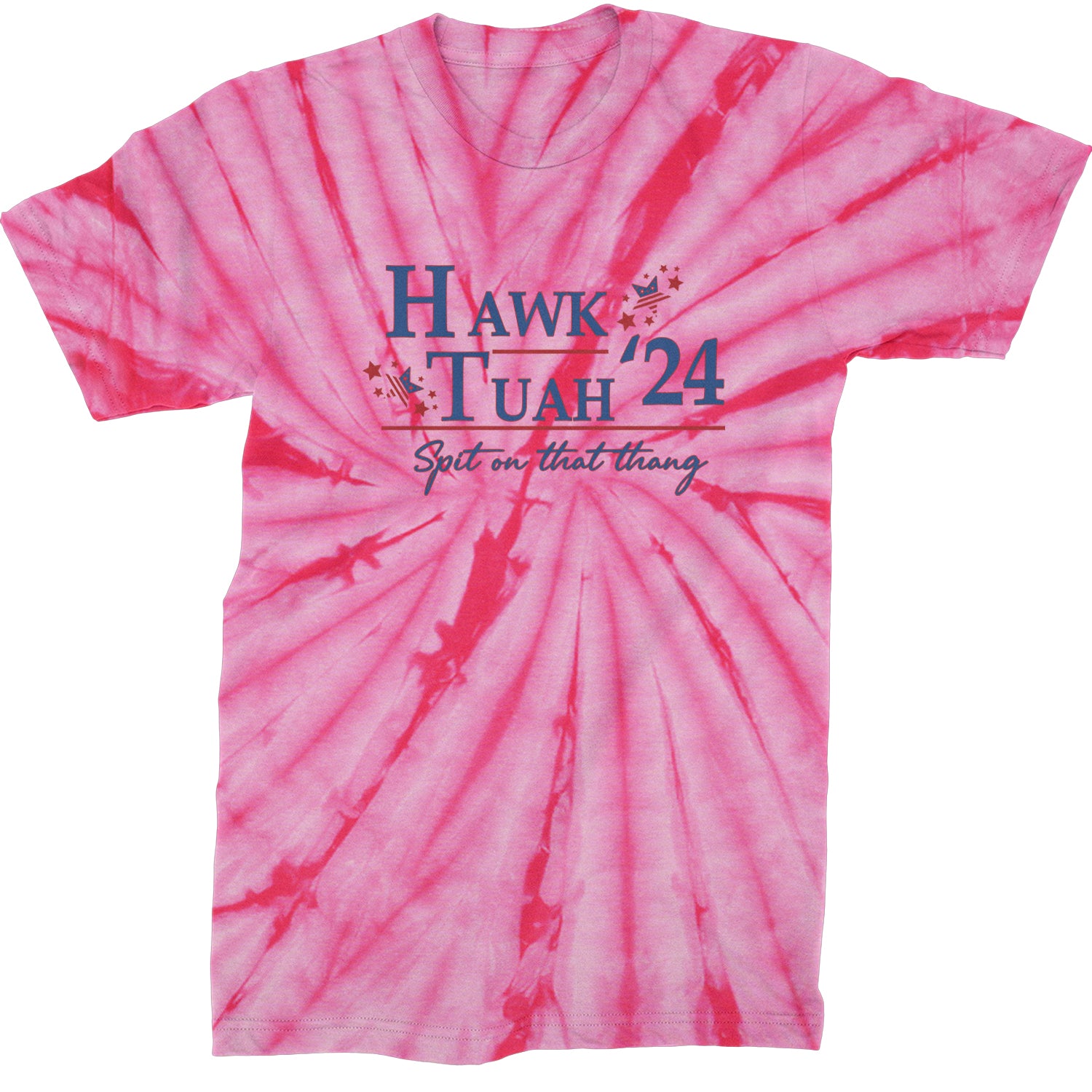 Vote For Hawk Tuah Spit On That Thang 2024 Mens T-shirt Tie-Dye Spider Pink