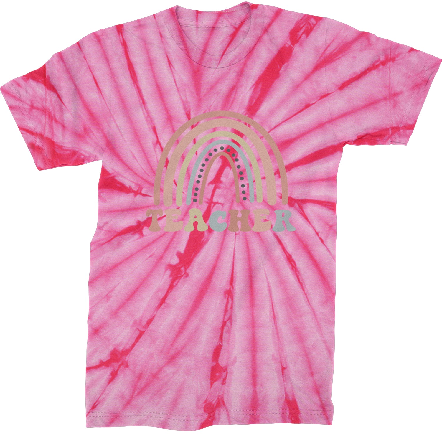 Teacher Pastel Rainbow  Mens T-shirt Tie-Dye Spider Pink