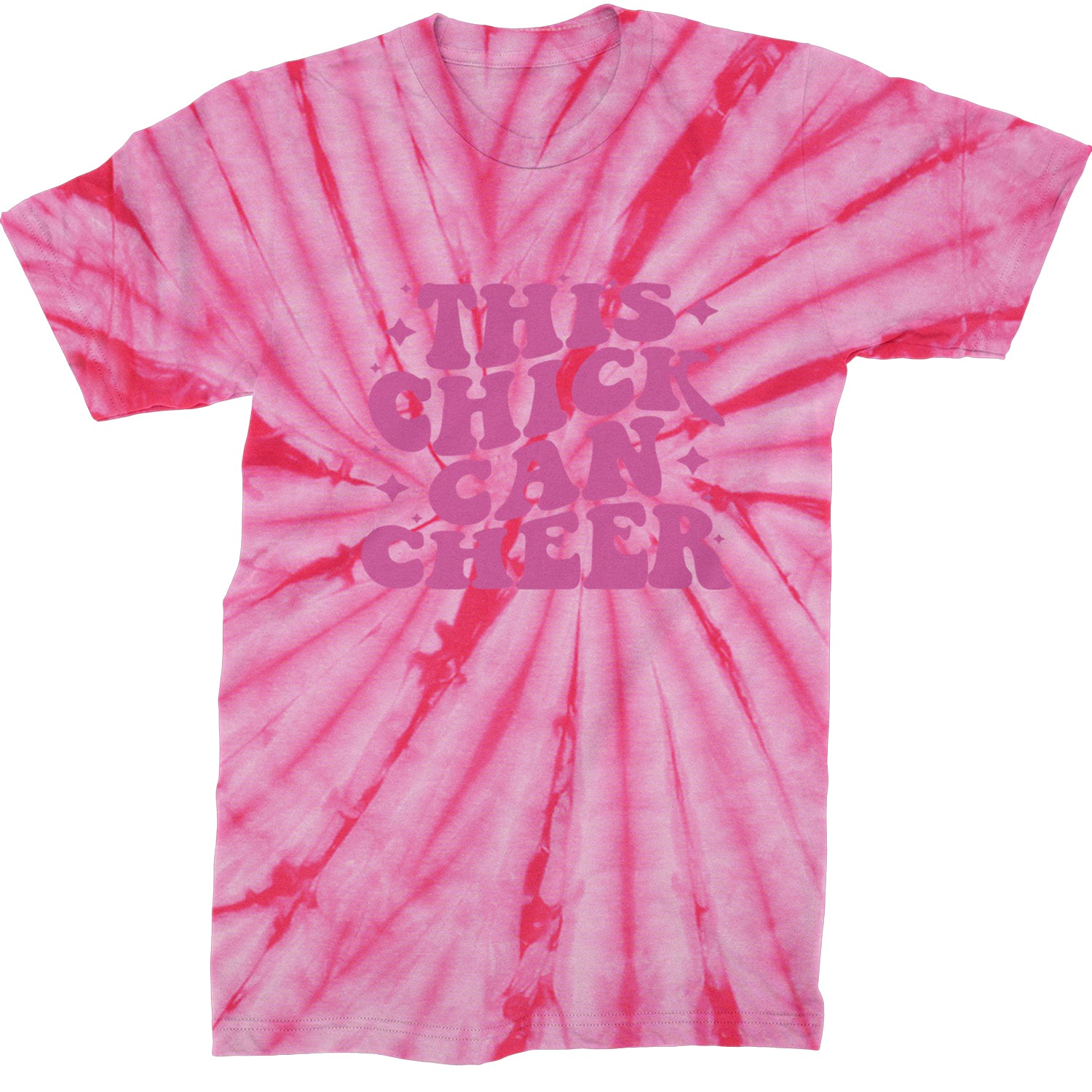 This Chick Can Cheer Mens T-shirt Tie-Dye Spider Pink