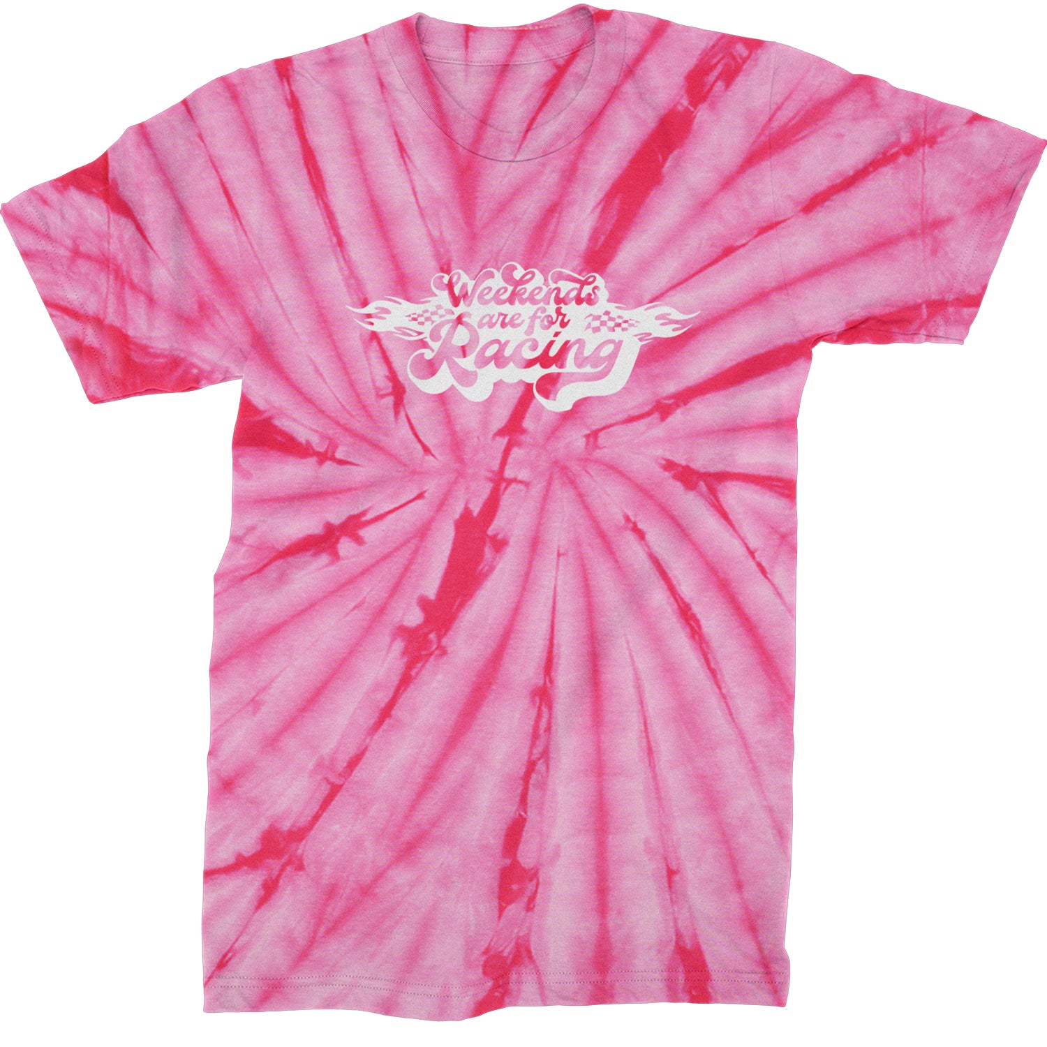 Weekends Are For Racing Mens T-shirt Tie-Dye Spider Pink