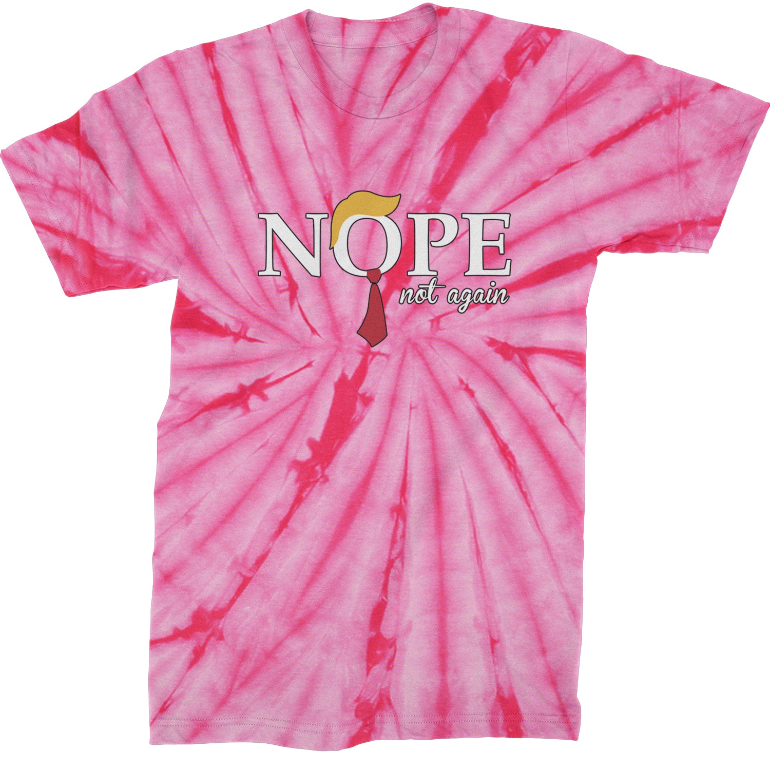 Nope Not Again Anti-Trump 2024  Mens T-shirt Tie-Dye Spider Pink