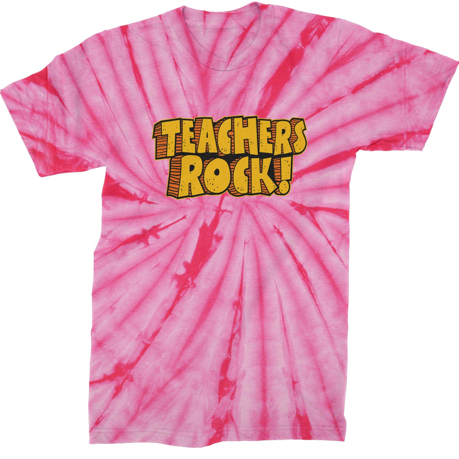 Teachers Rock Retro  Mens T-shirt Tie-Dye Spider Pink