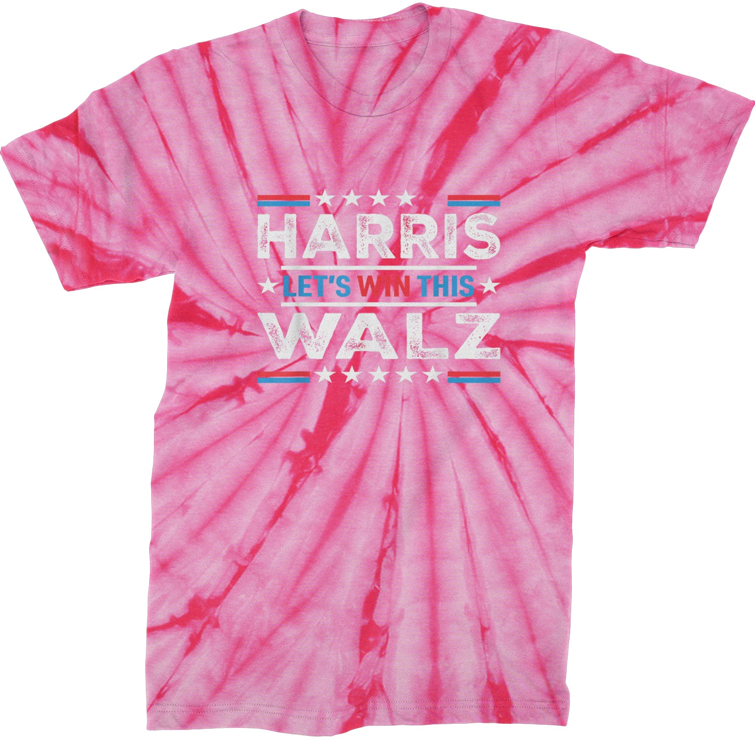 Kamala Harris and Tim Walz For President Mens T-shirt Tie-Dye Spider Pink