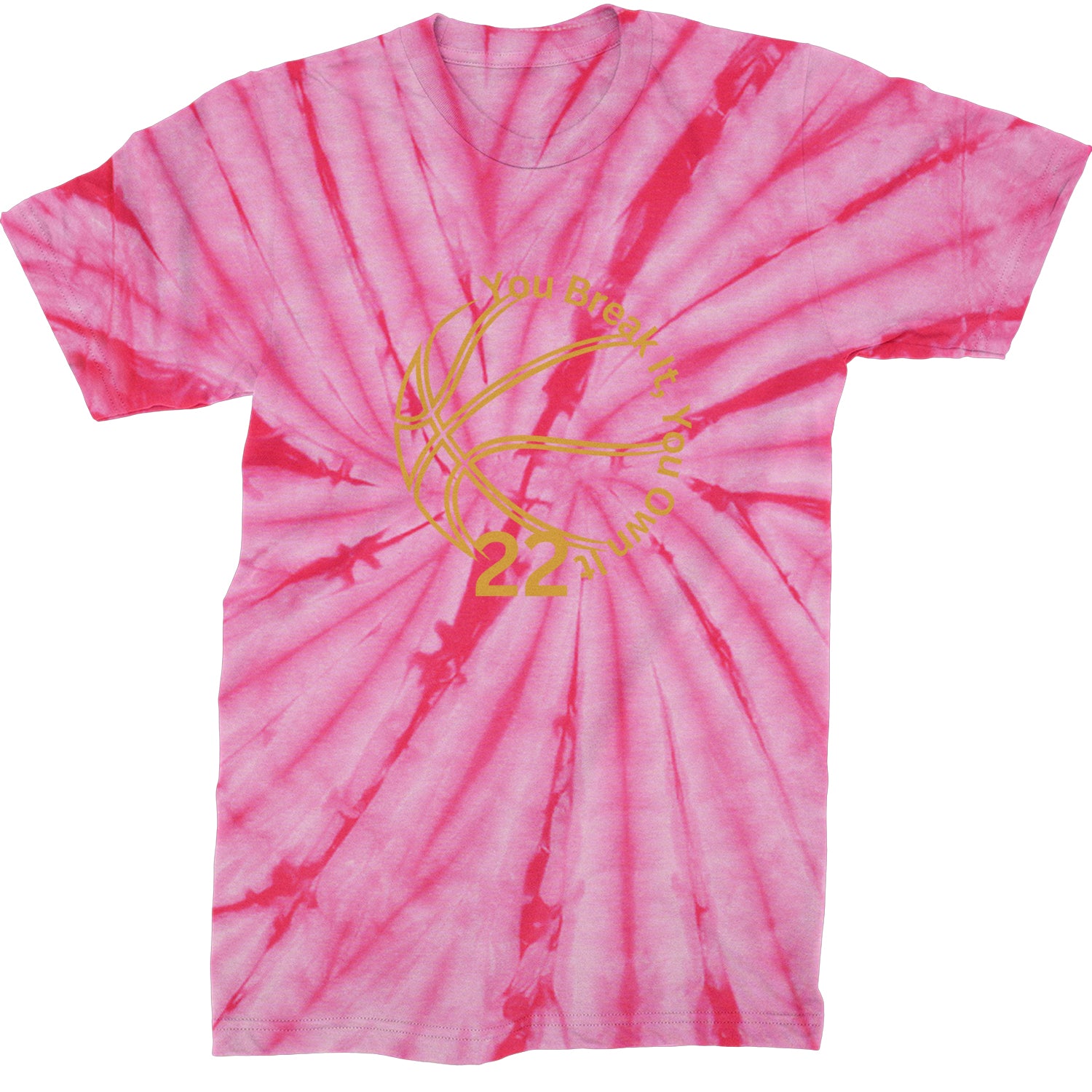 You Break It You Own It 22 Basketball Mens T-shirt Tie-Dye Spider Pink