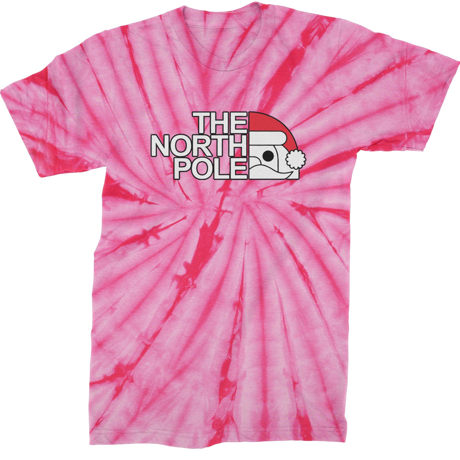 The North Pole Santa Face  Mens T-shirt Tie-Dye Spider Pink