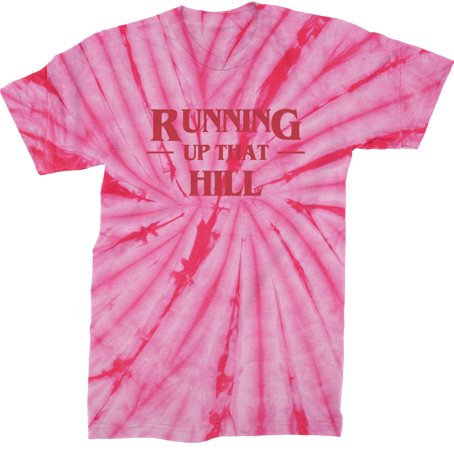 Running Up That Hill  Mens T-shirt Tie-Dye Spider Pink