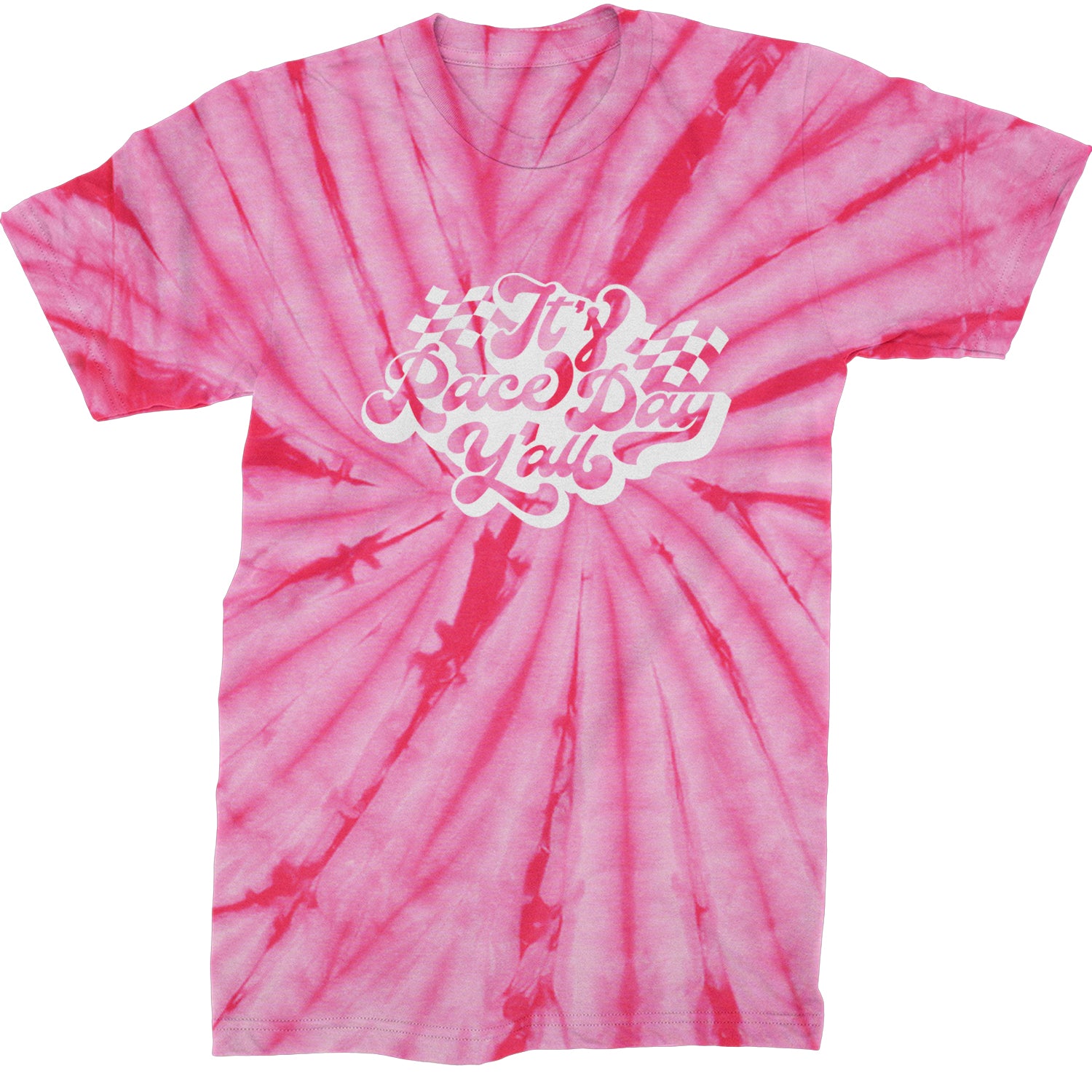 It's Race Day, Y'all Mens T-shirt Tie-Dye Spider Pink