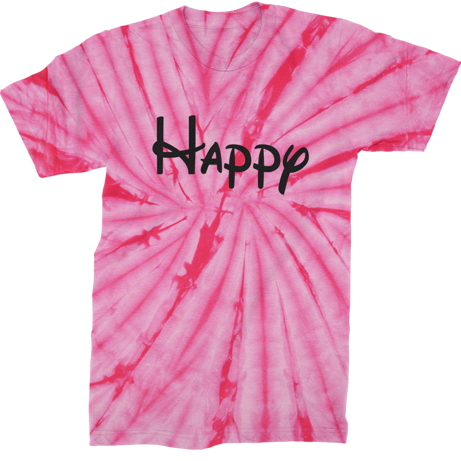 Happy - 7 Dwarfs Costume Mens T-shirt Tie-Dye Spider Pink