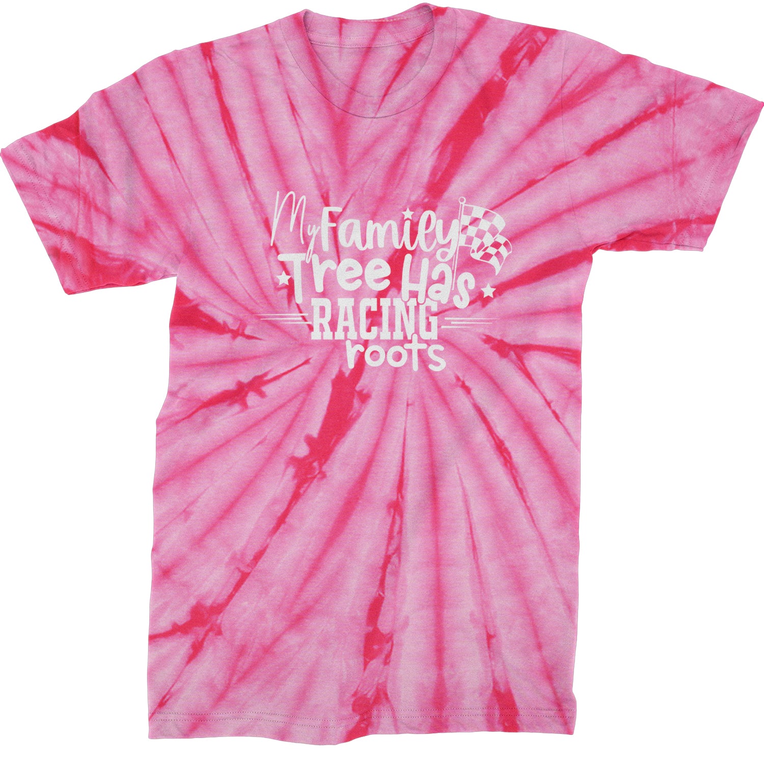 My Family Tree Has Racing Roots Mens T-shirt Tie-Dye Spider Pink