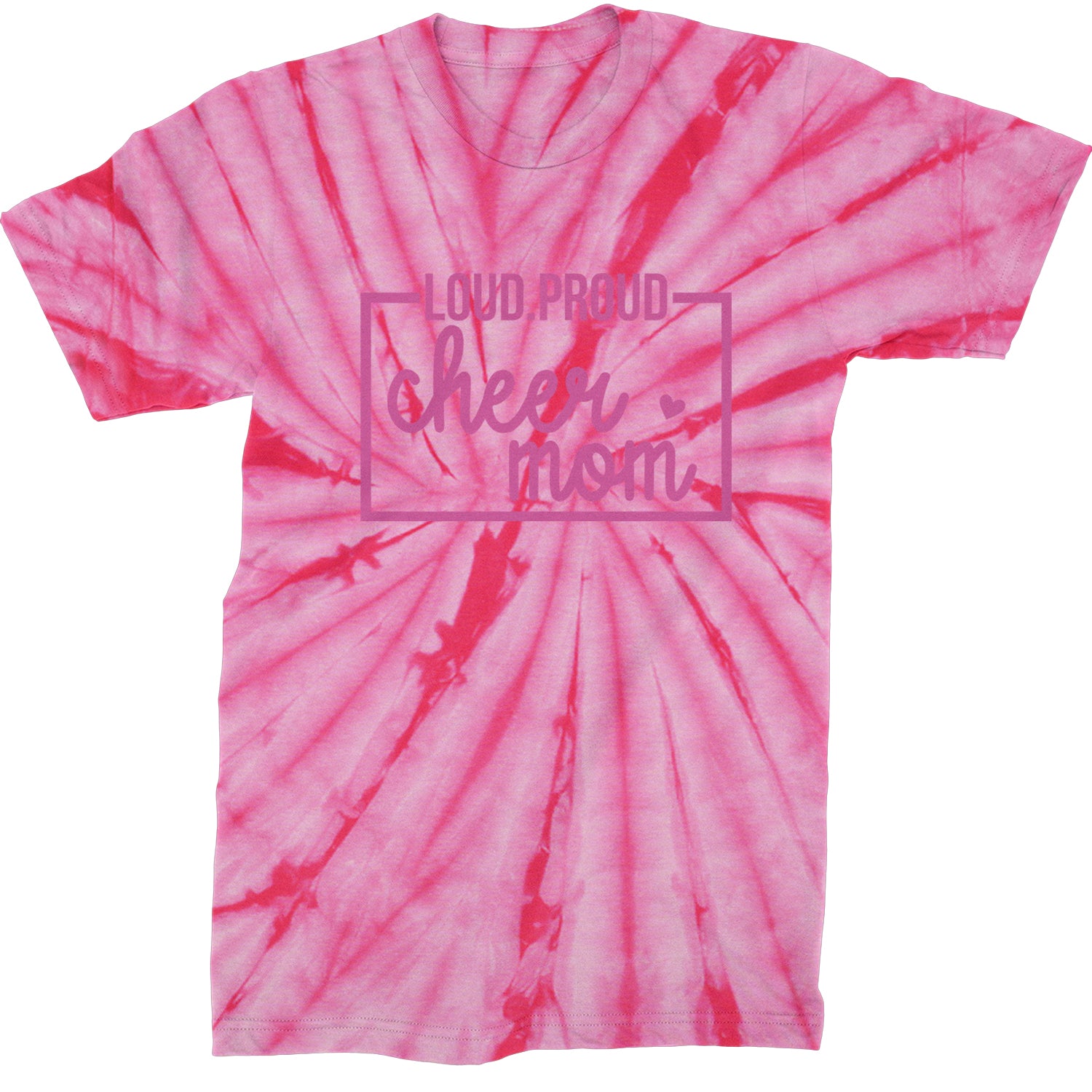 Loud Proud Cheerleader Mom Mens T-shirt Tie-Dye Spider Pink