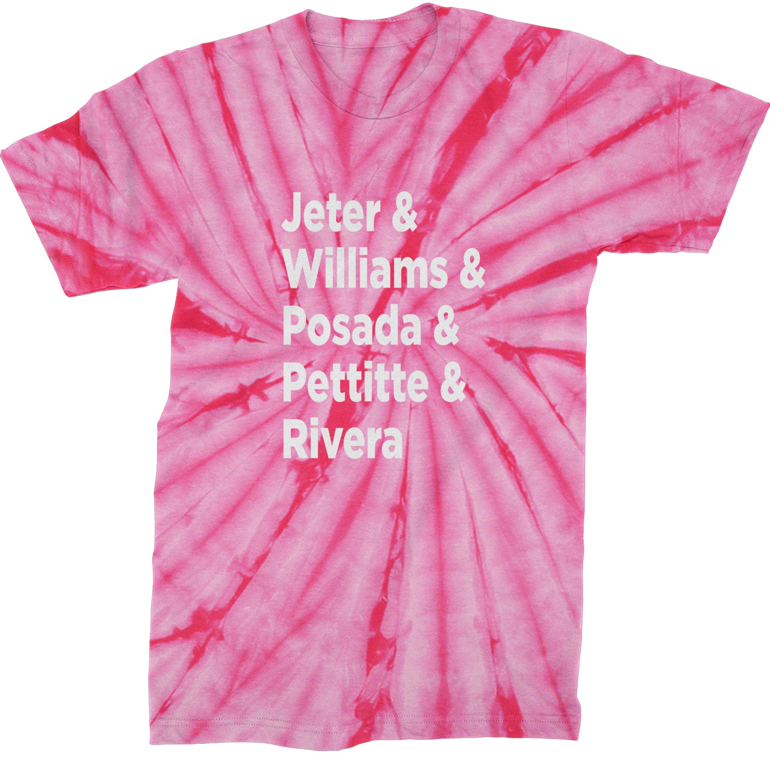 Jeter & Williams & Posada & Pettitte & Rivera Mens T-shirt Tie-Dye Spider Pink