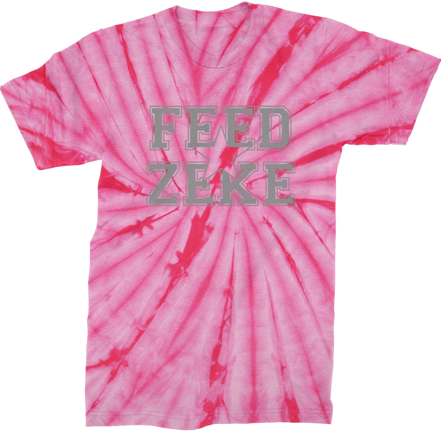 Feed Zeke Football  Mens T-shirt Tie-Dye Spider Pink