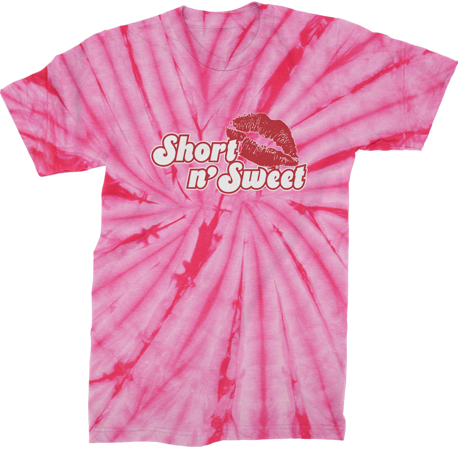 Short N' Sweet Red Lips  Mens T-shirt Tie-Dye Spider Pink