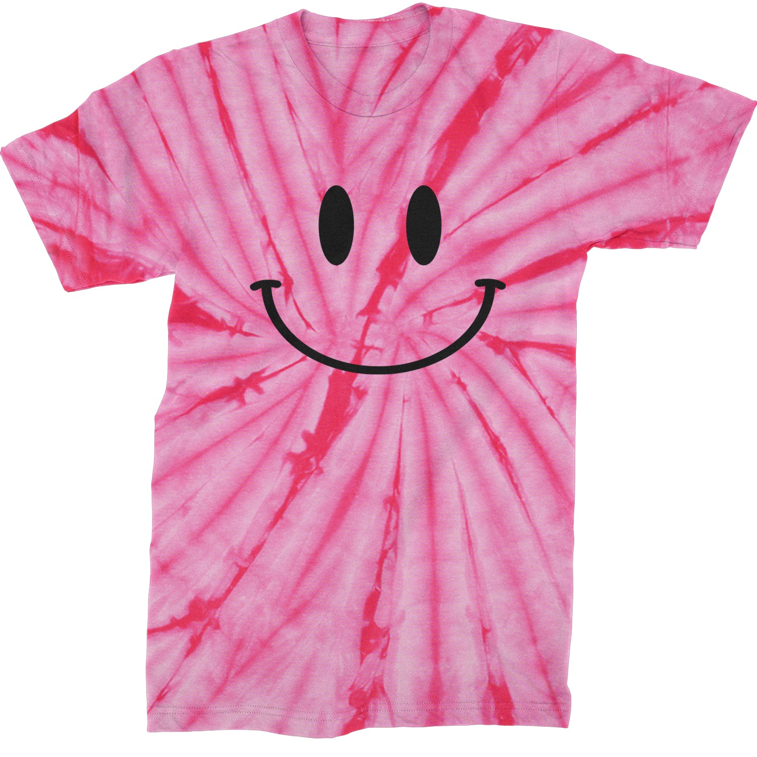 Smile Face Mens T-shirt Tie-Dye Spider Pink