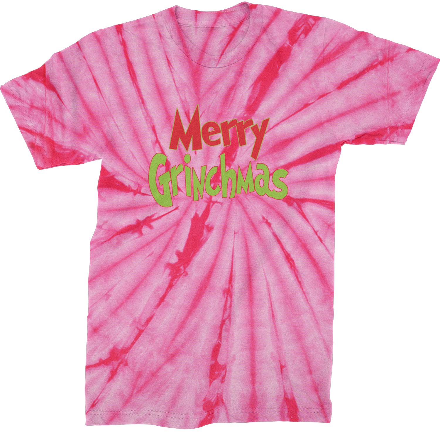 Merry Grinchmas Jolly Merry Christmas  Mens T-shirt Tie-Dye Spider Pink