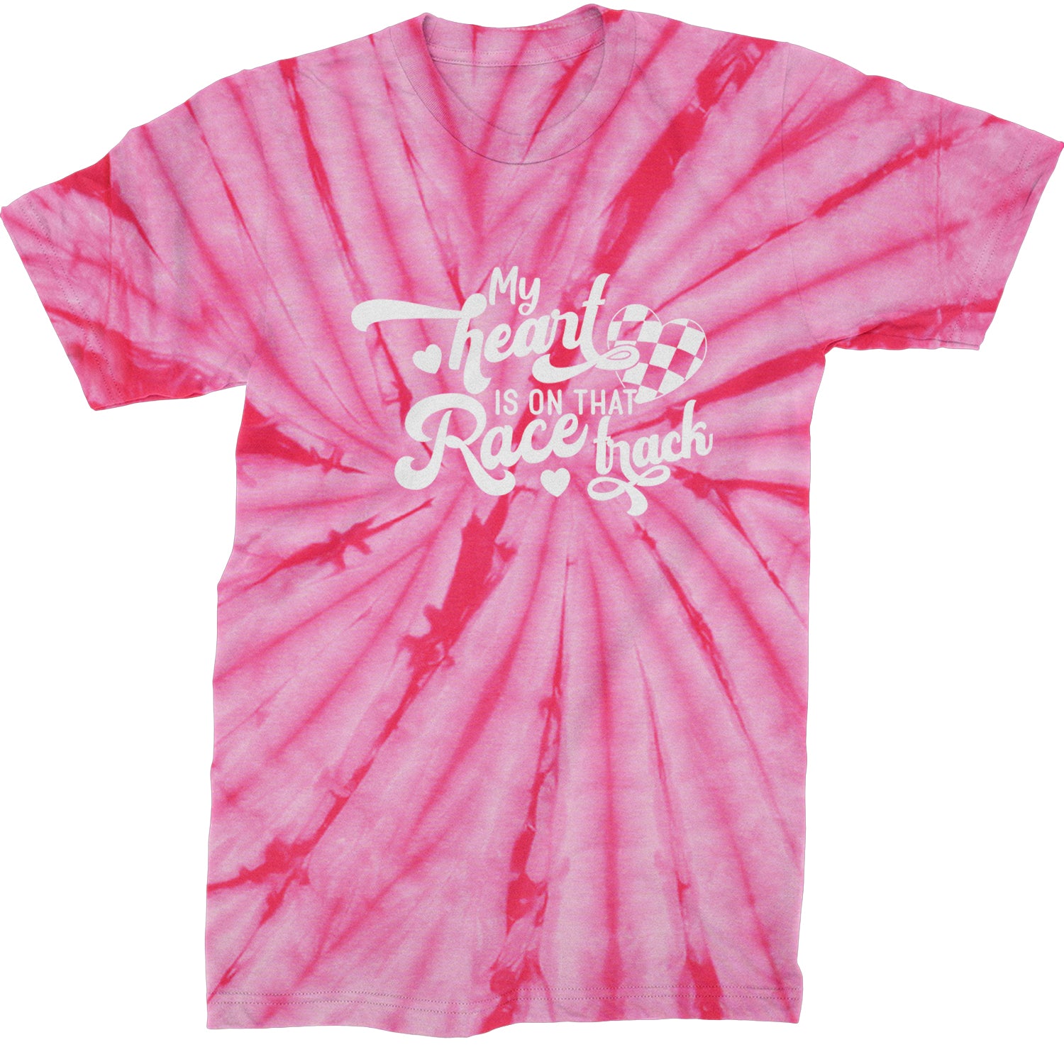 My Heart Is On That Race Track Mens T-shirt Tie-Dye Spider Pink