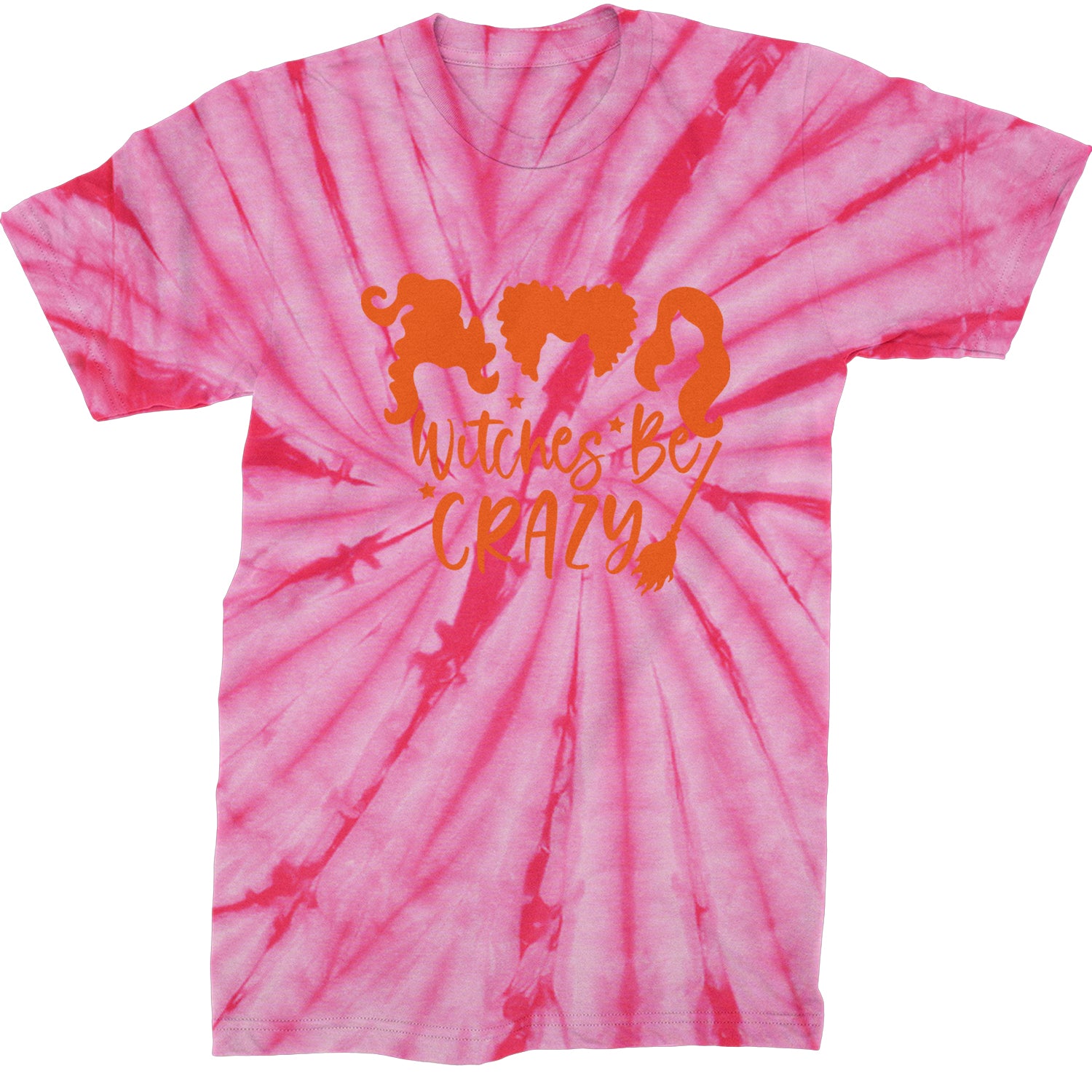 Witches Be Crazy Hocus Pocus Mens T-shirt Tie-Dye Spider Pink