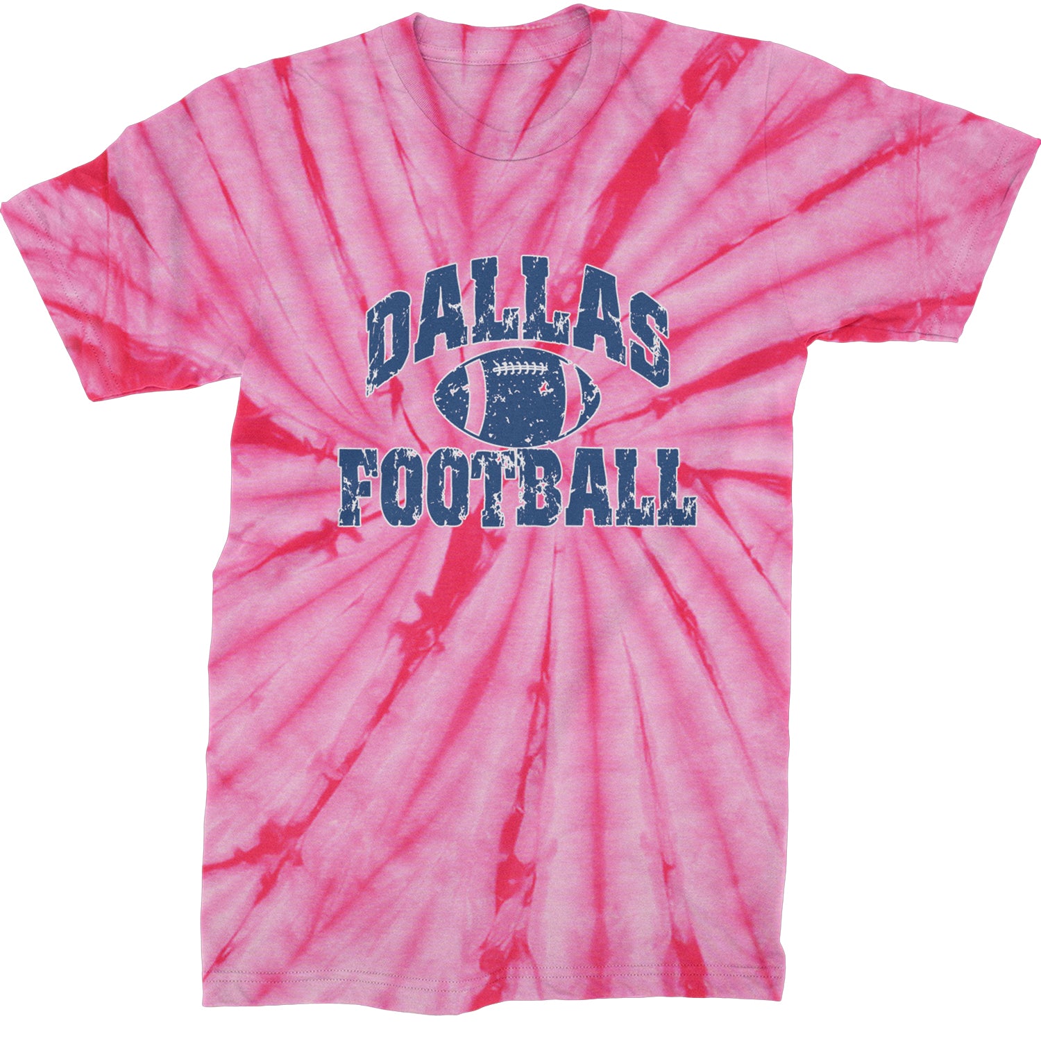 Dallas Distressed Football Mens T-shirt Tie-Dye Spider Pink