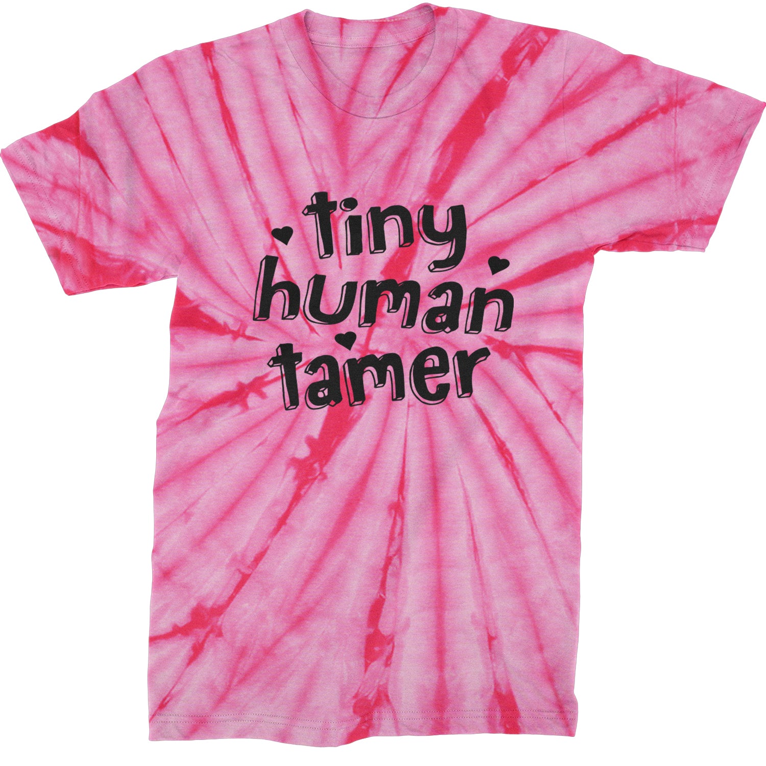 Tiny Human Tamer Teacher Mens T-shirt Tie-Dye Spider Pink