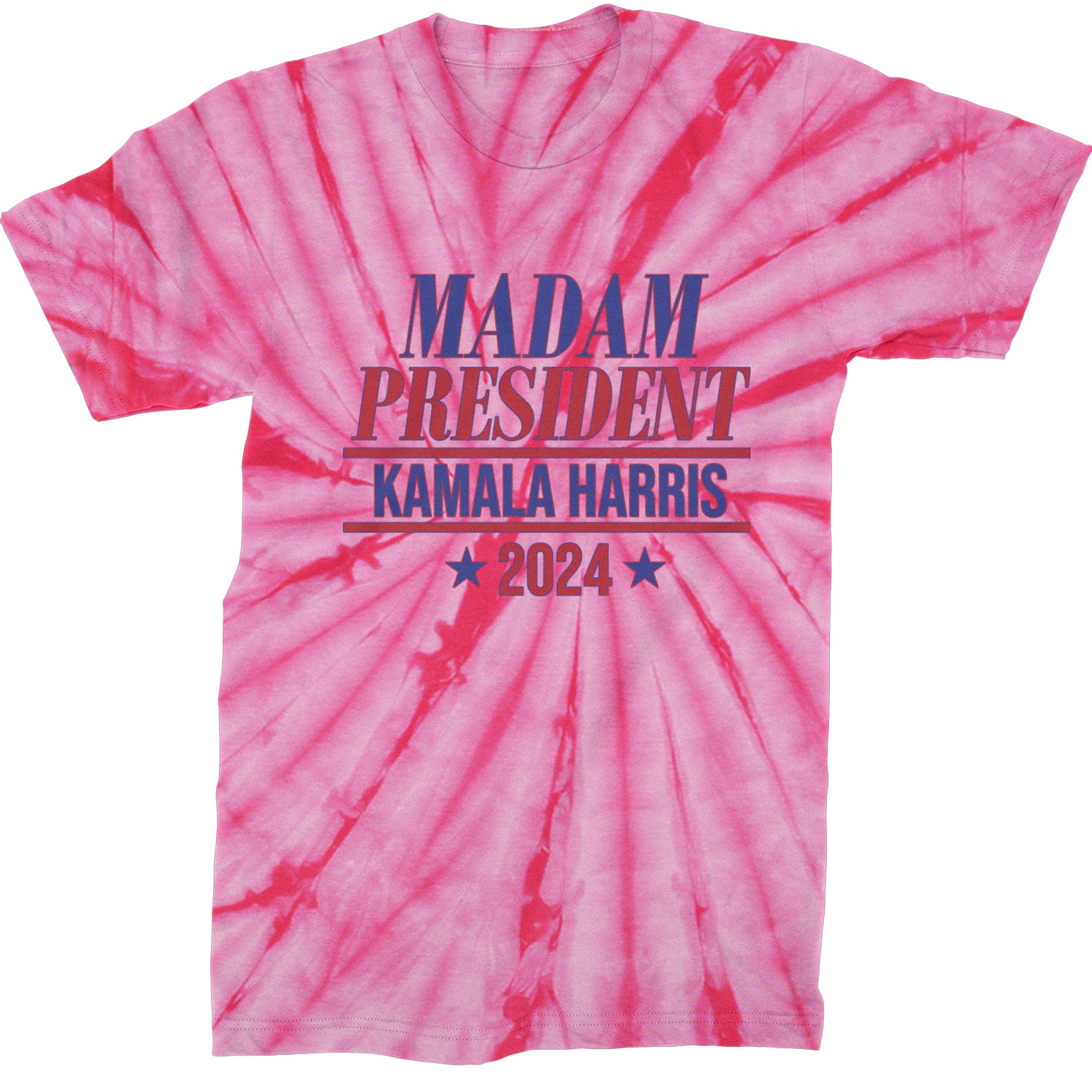 Madam President - Support kamala Harris For President 2024 Mens T-shirt Tie-Dye Spider Pink