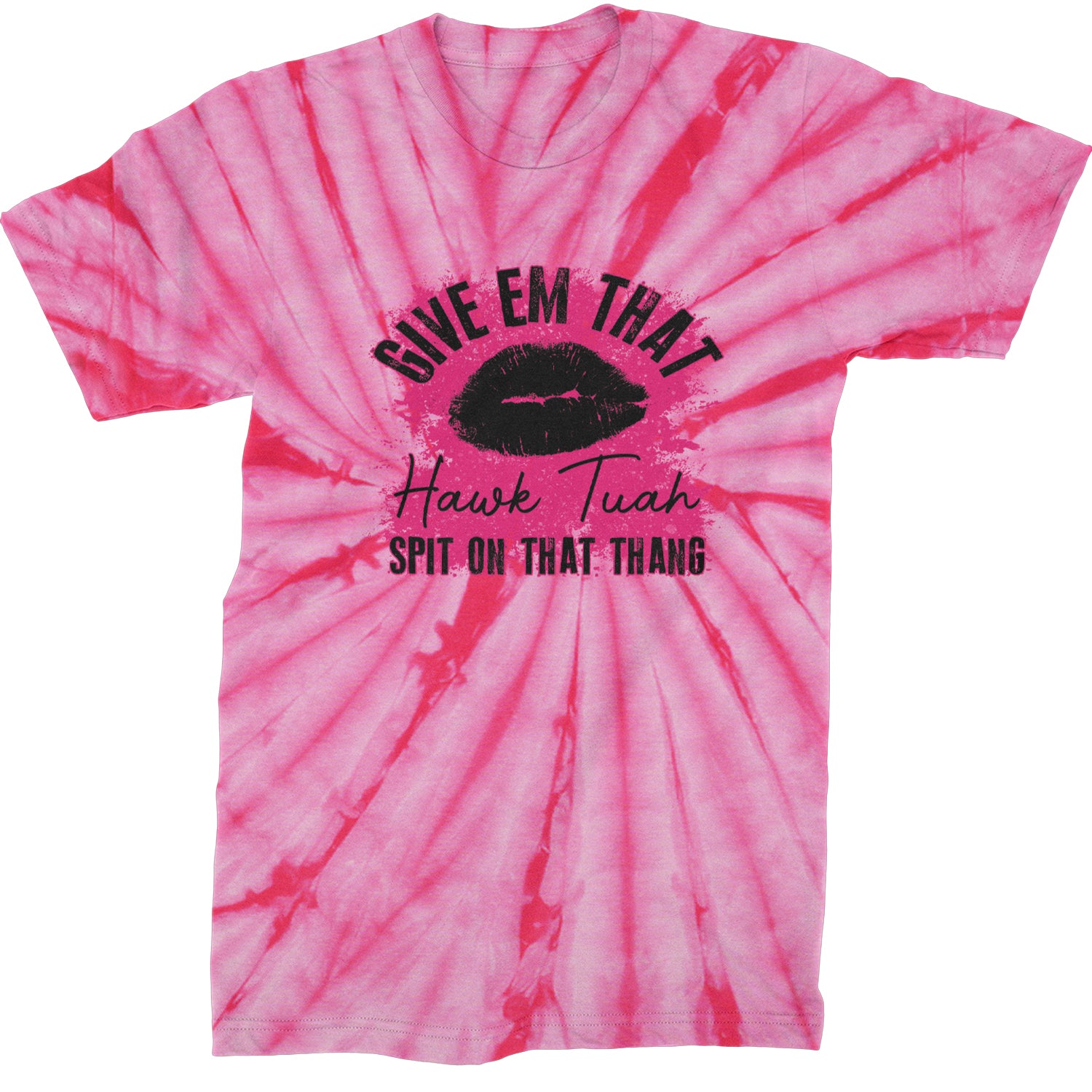 Give 'Em Hawk Tuah Spit On That Thang Mens T-shirt Tie-Dye Spider Pink