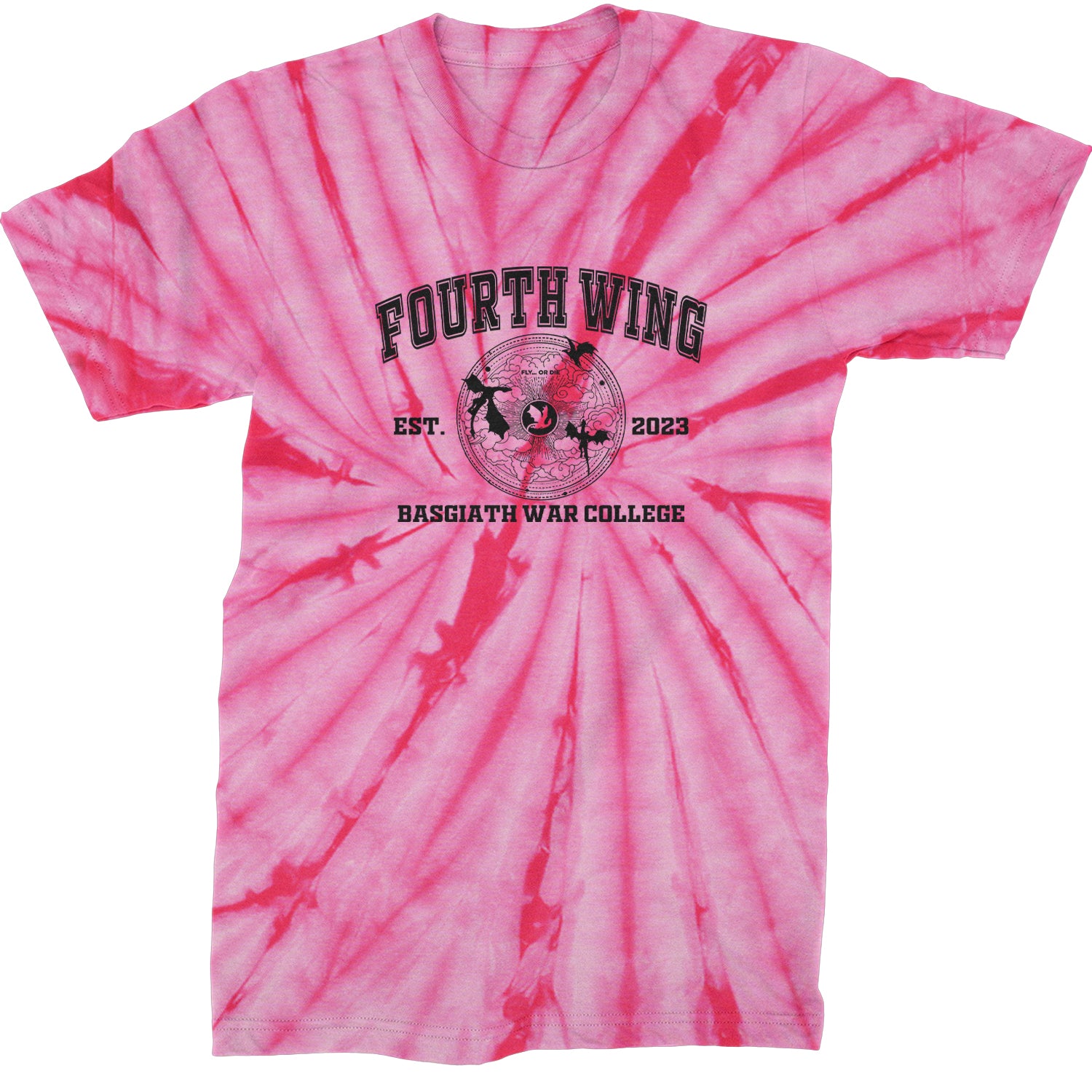 Fourth Wing Basgiath War College Mens T-shirt Tie-Dye Spider Pink