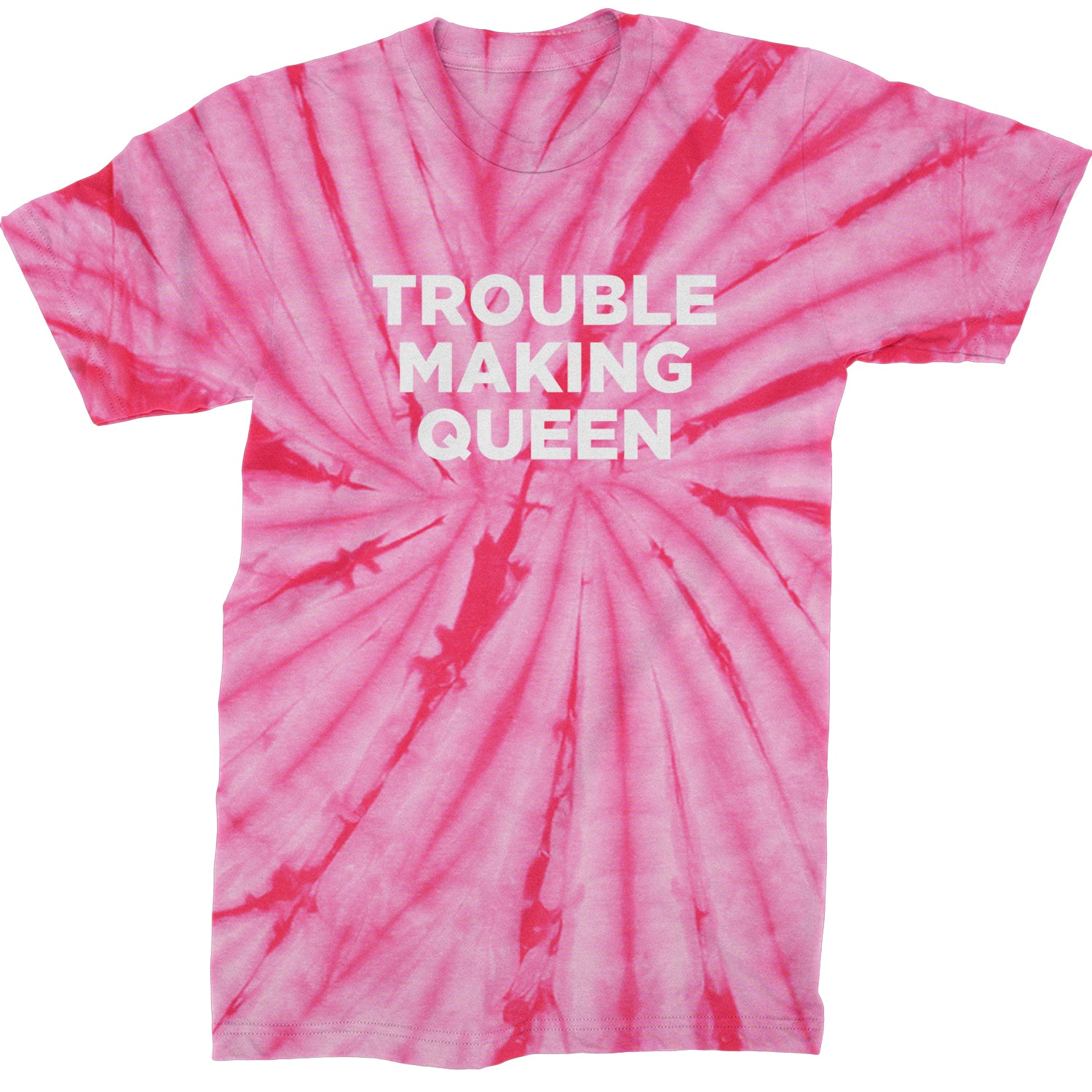 Trouble Making Queen Material Girl Celebration Mens T-shirt Tie-Dye Spider Pink