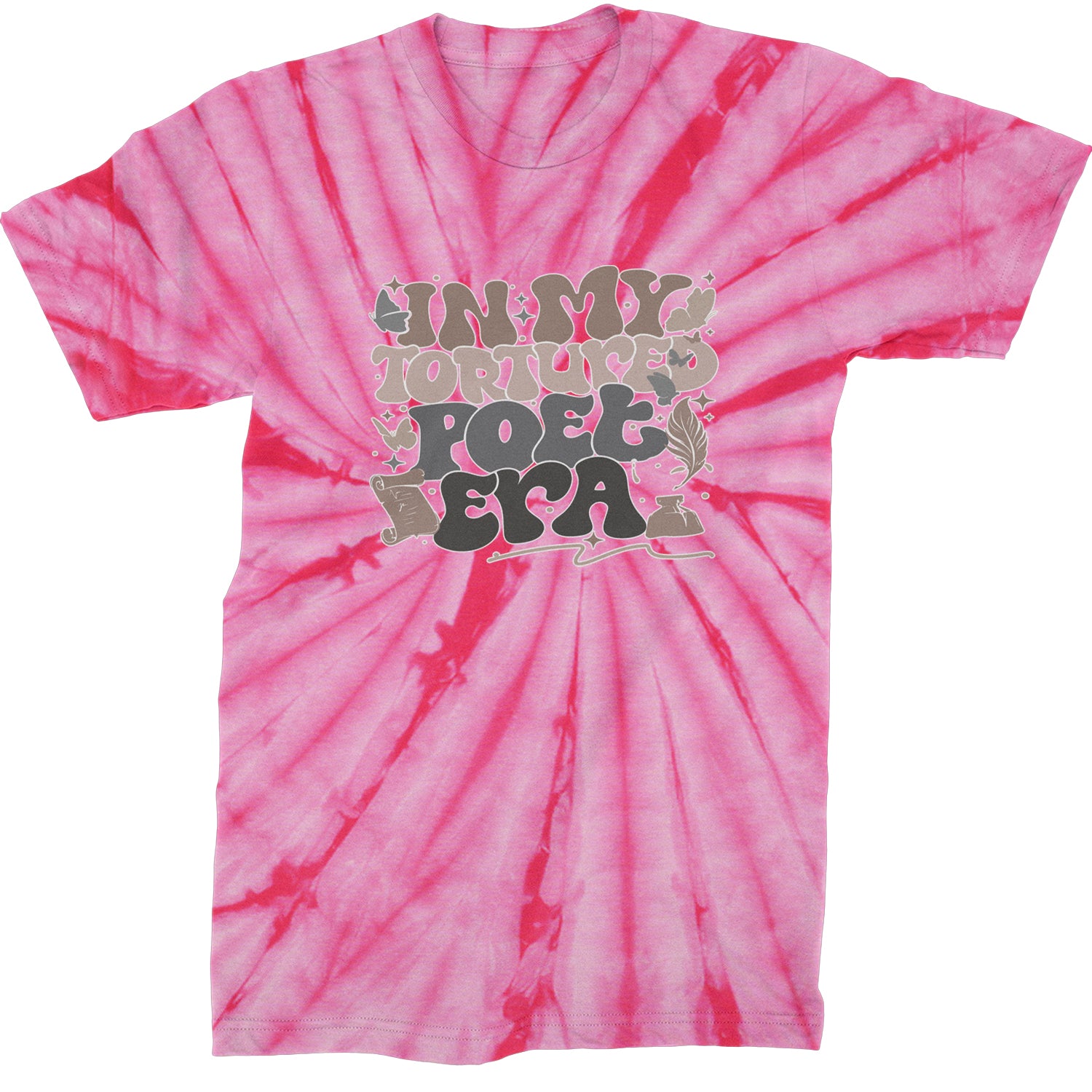 In My Tortured Poet Era TTPD Music Mens T-shirt Tie-Dye Spider Pink