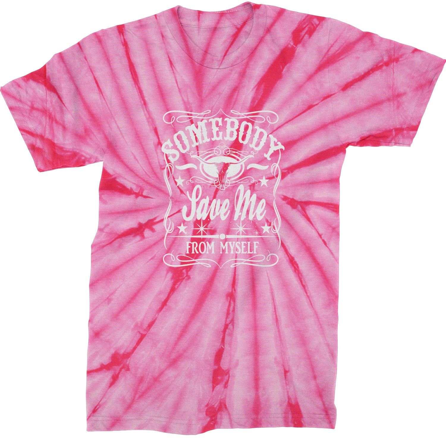 Somebody Save Me From Myself Son Of A Sinner Mens T-shirt Tie-Dye Spider Pink