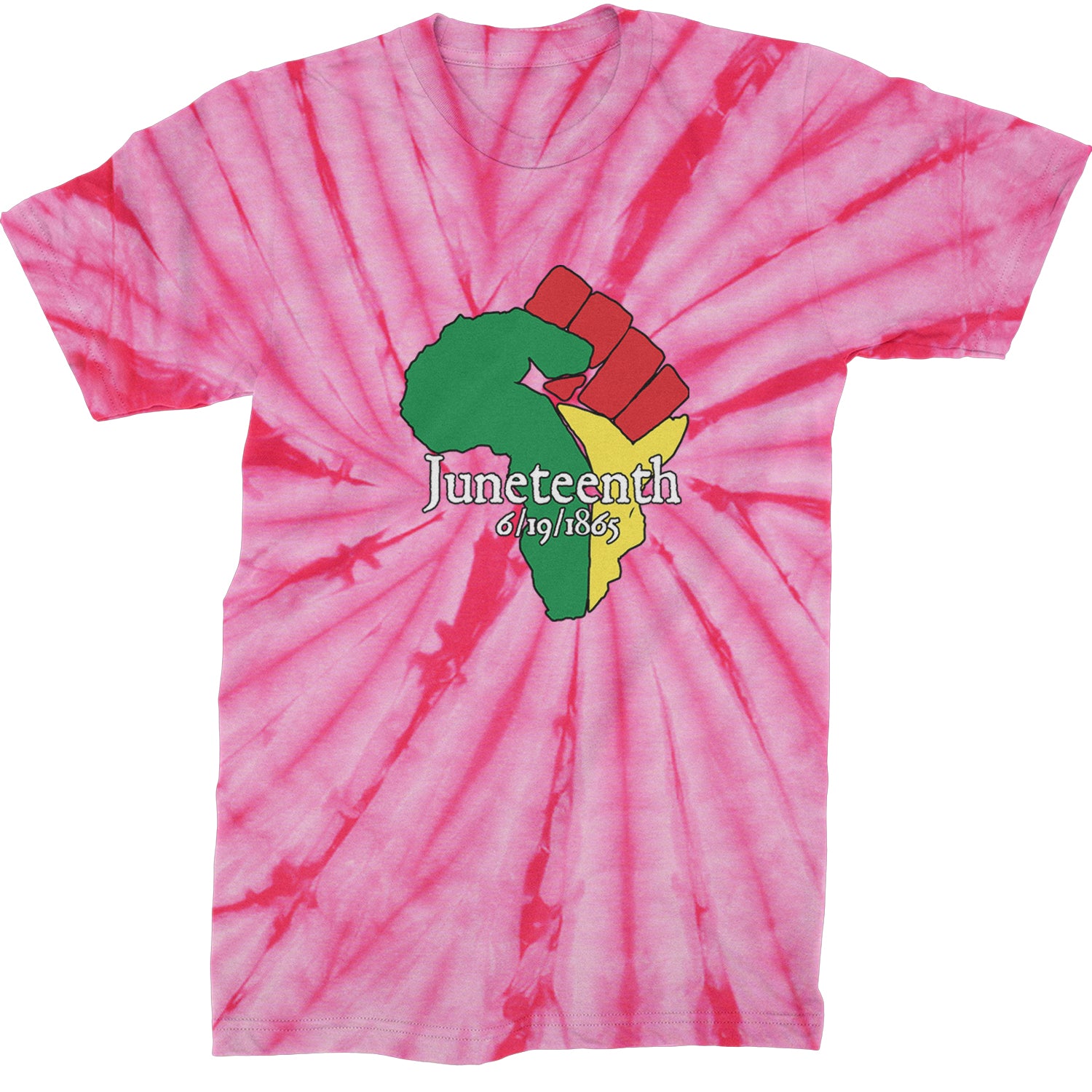 Juneteenth Raised Fist Africa Celebrate Emancipation Day  Mens T-shirt Tie-Dye Spider Pink