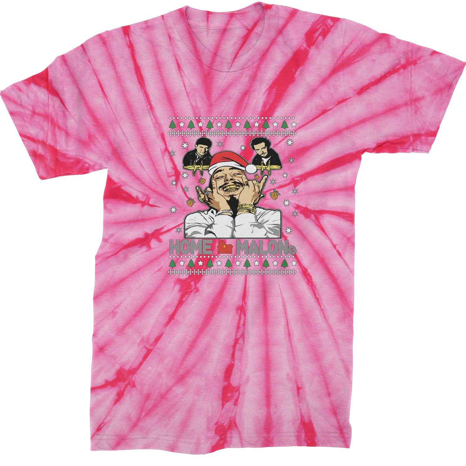 Home Malone Ugly Christmas  Mens T-shirt Tie-Dye Spider Pink